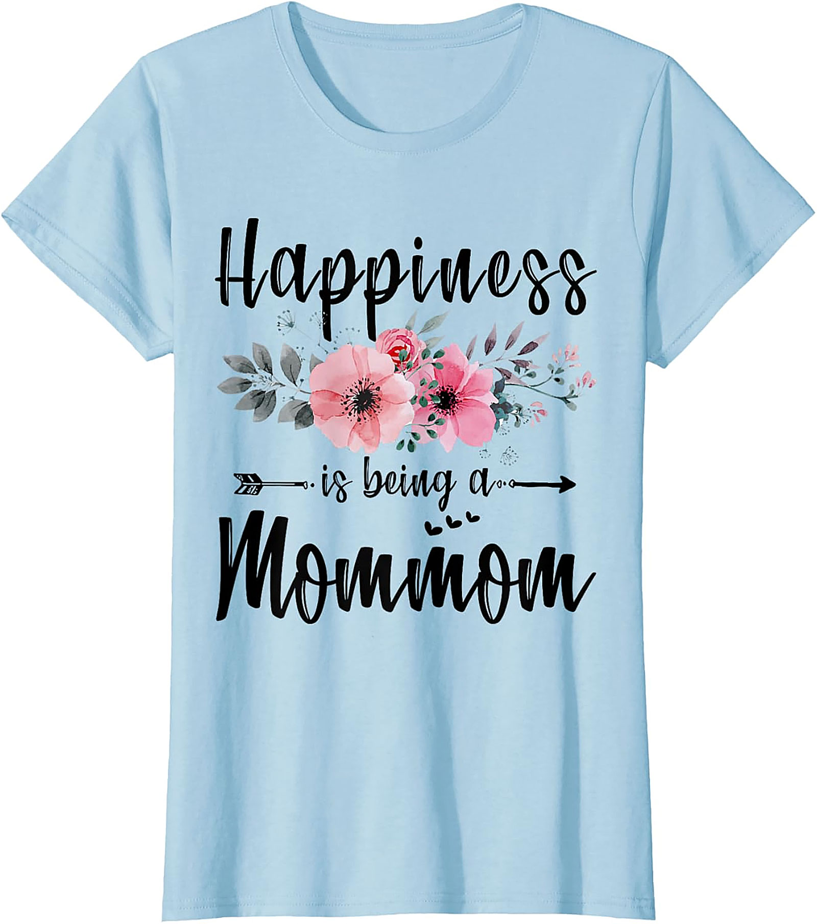 Happiness Is Being A Mommom T-Shirt Floral Grandmother Tee
