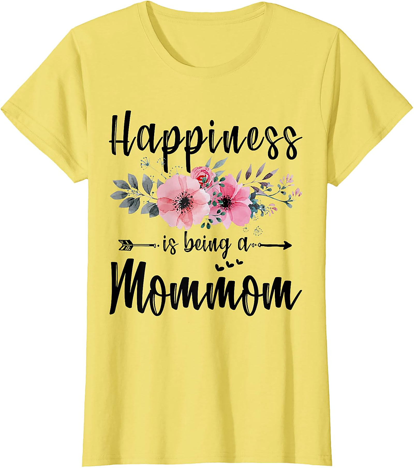 Happiness Is Being A Mommom T-Shirt Floral Grandmother Tee