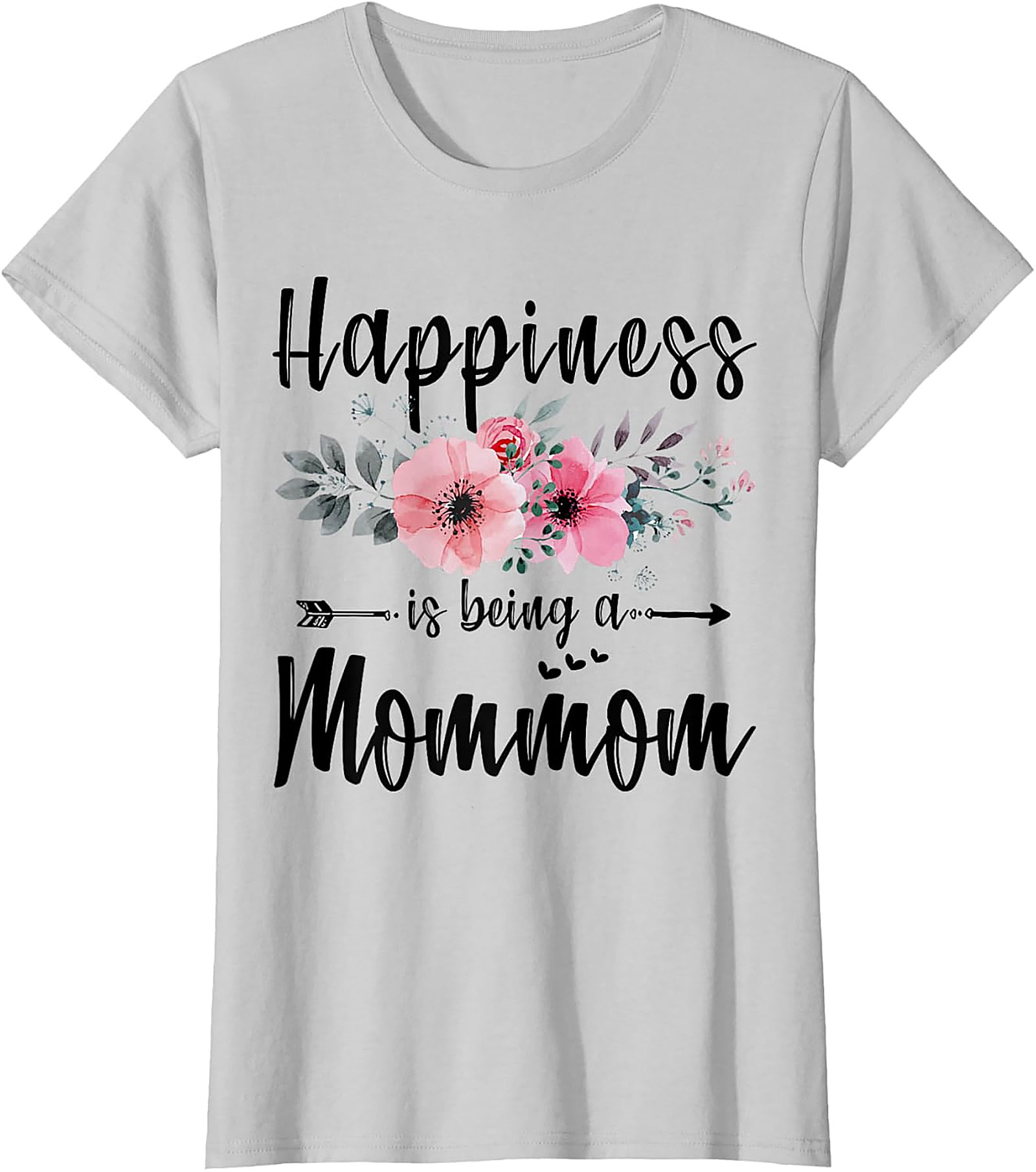 Happiness Is Being A Mommom T-Shirt Floral Grandmother Tee