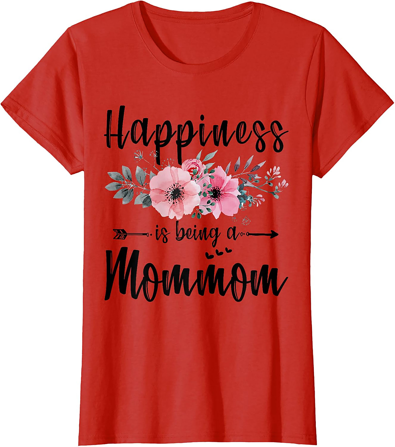Happiness Is Being A Mommom T-Shirt Floral Grandmother Tee