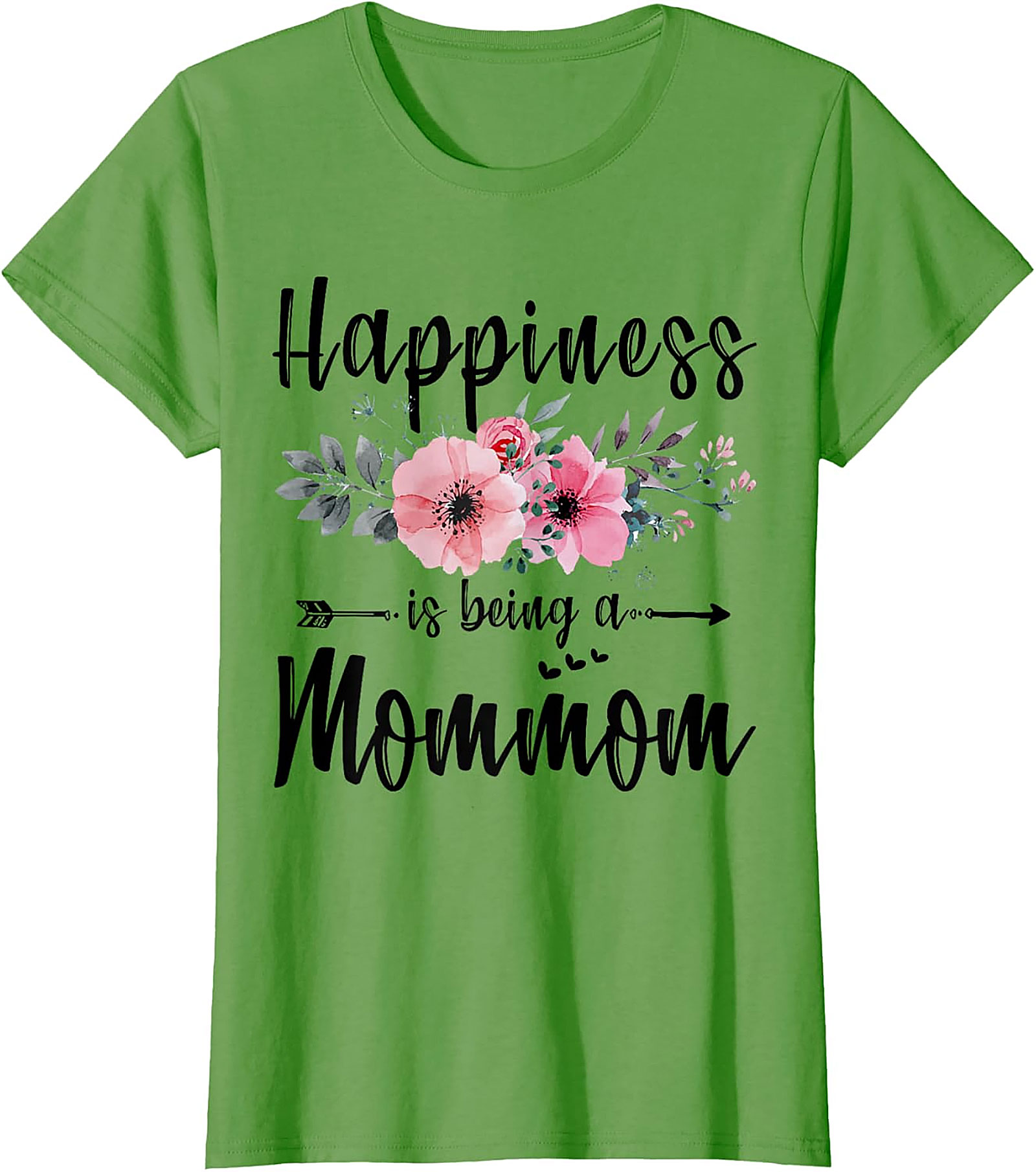 Happiness Is Being A Mommom T-Shirt Floral Grandmother Tee