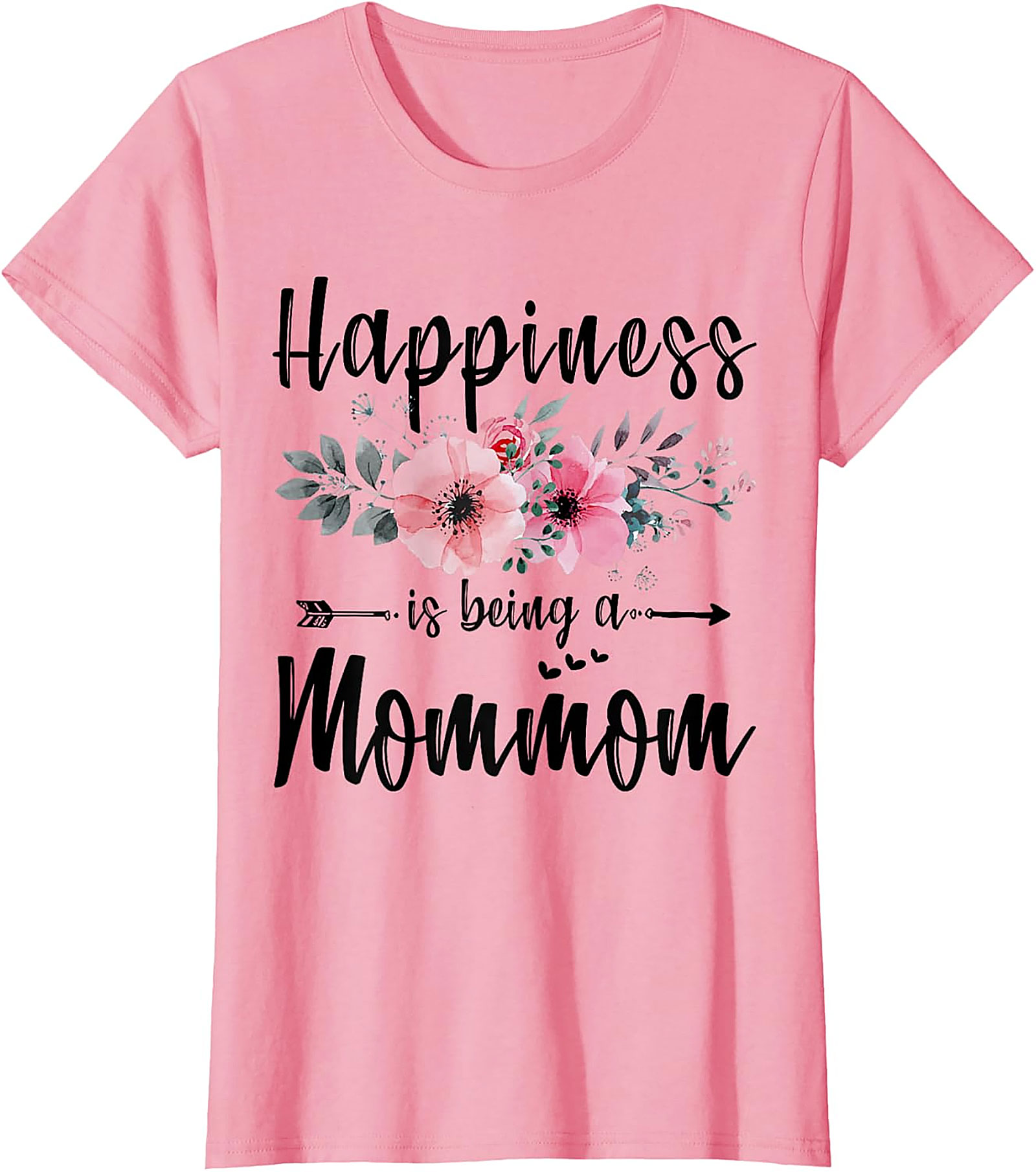 Happiness Is Being A Mommom T-Shirt Floral Grandmother Tee