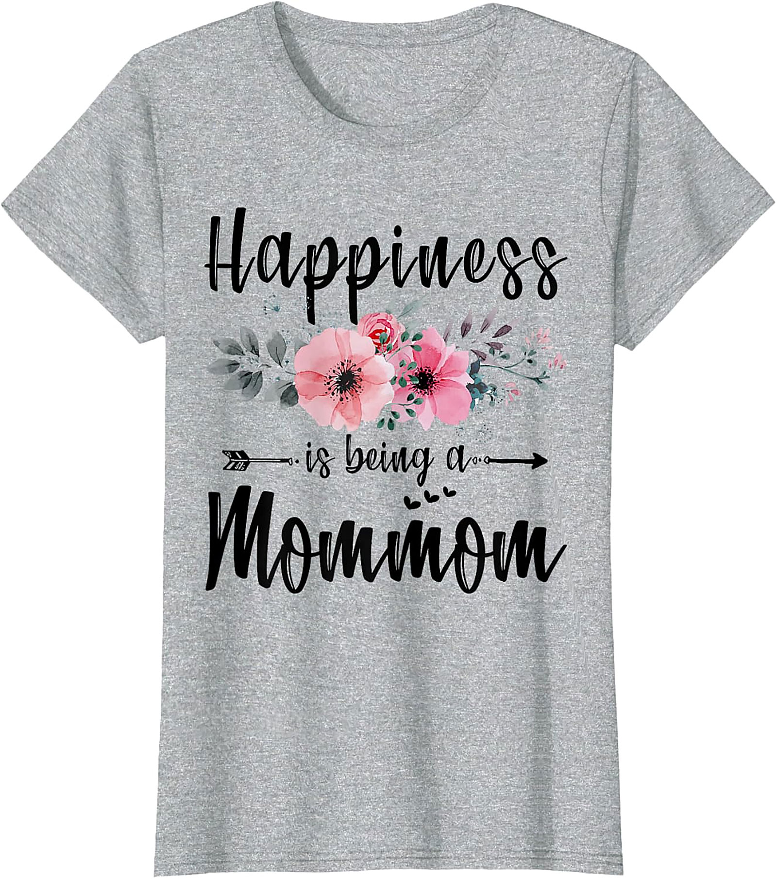 Happiness Is Being A Mommom T-Shirt Floral Grandmother Tee