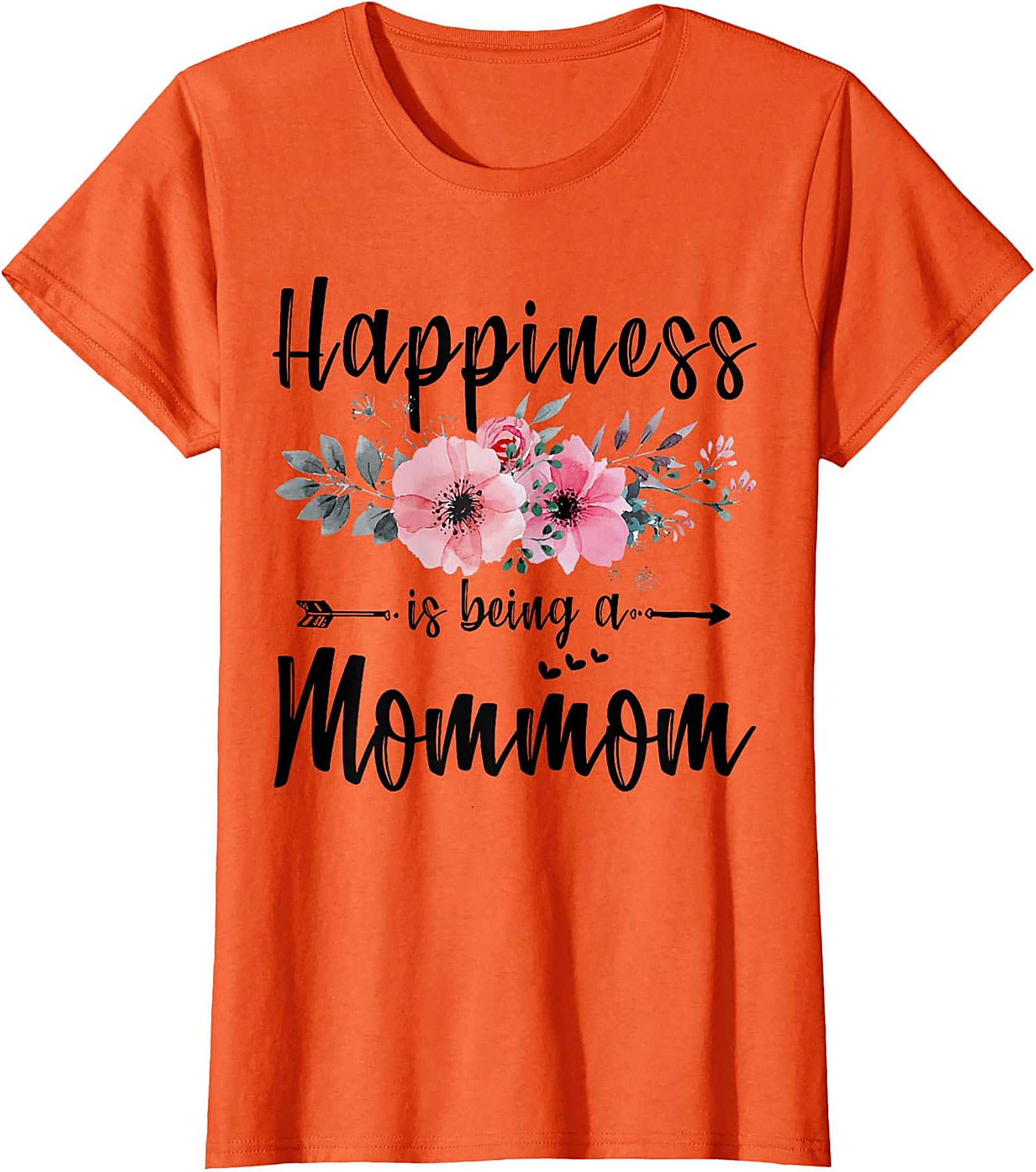 Happiness Is Being A Mommom T-Shirt Floral Grandmother Tee