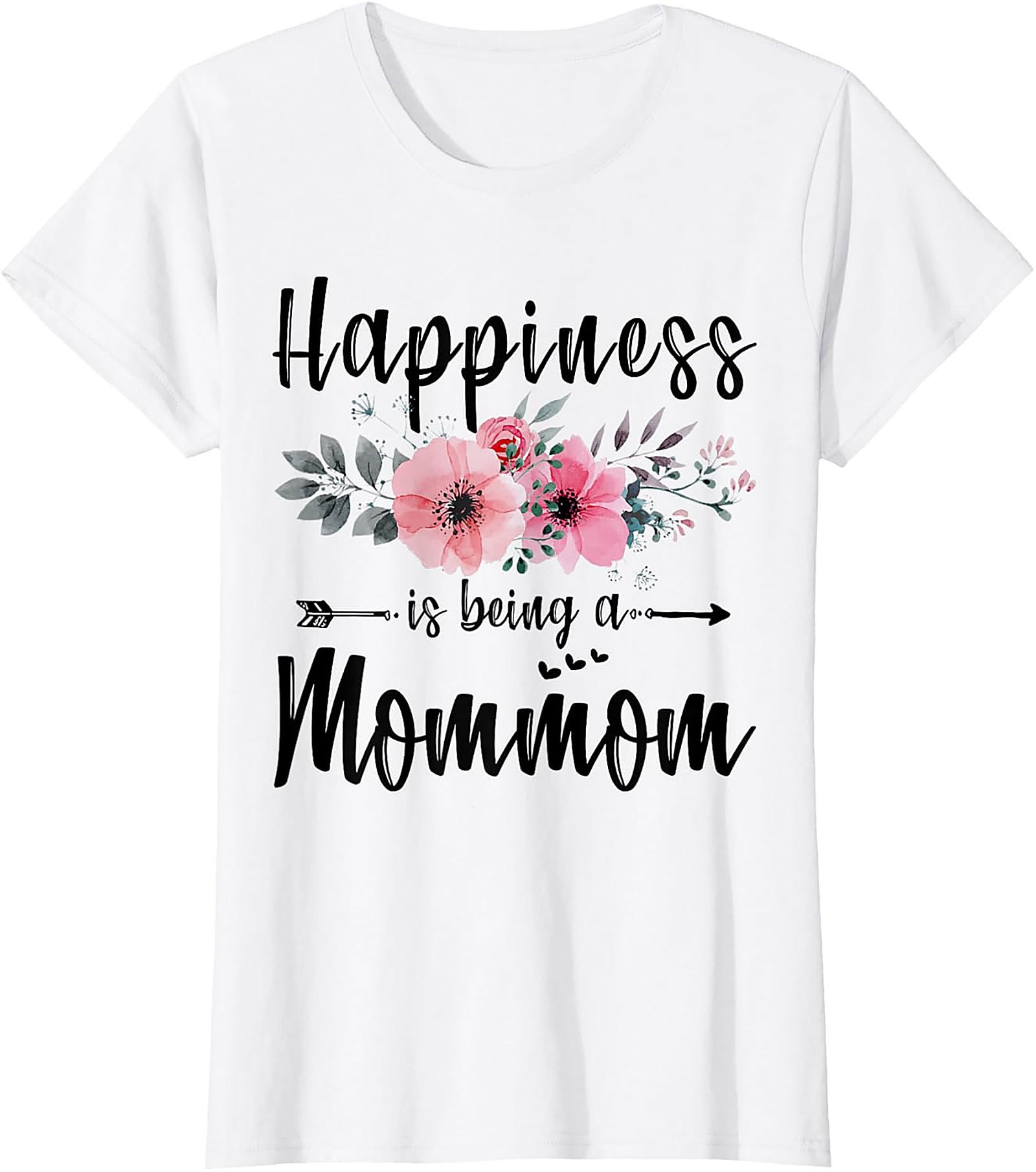 Happiness Is Being A Mommom T-Shirt Floral Grandmother Tee