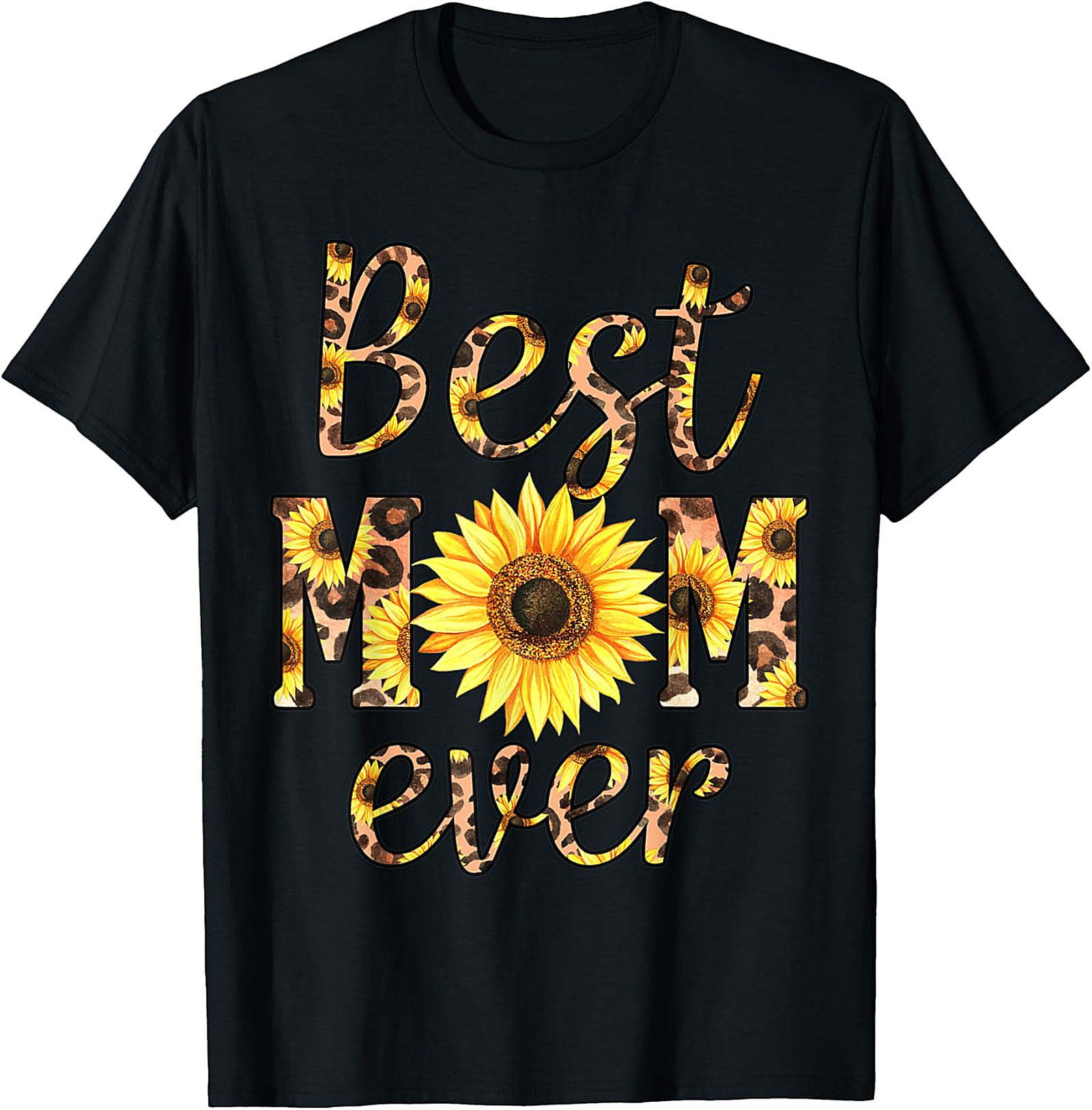 Best Mom Ever Sunflower Leopard T-shirt Gift for Mom