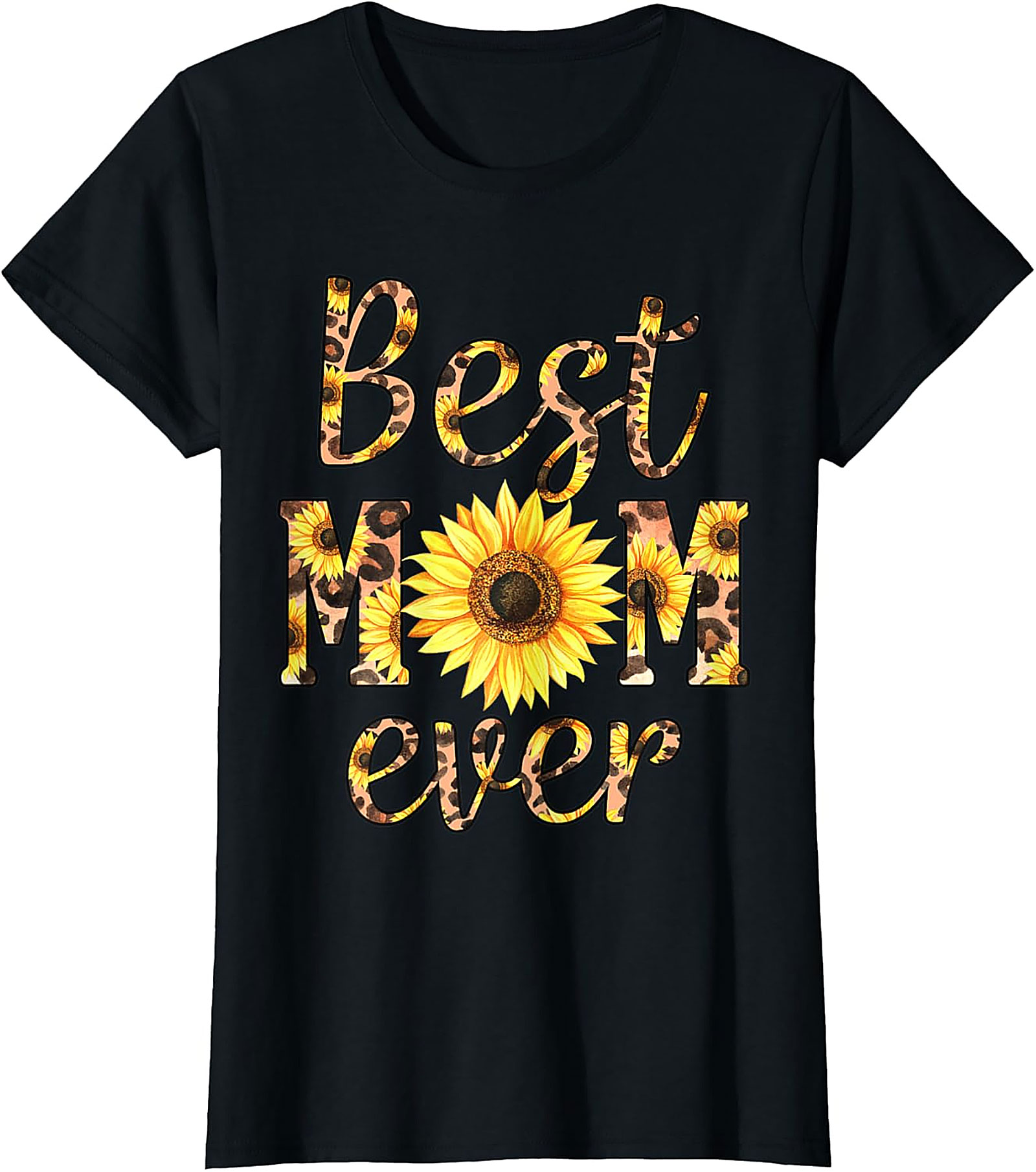 Best Mom Ever Sunflower Leopard T-shirt Gift for Mom
