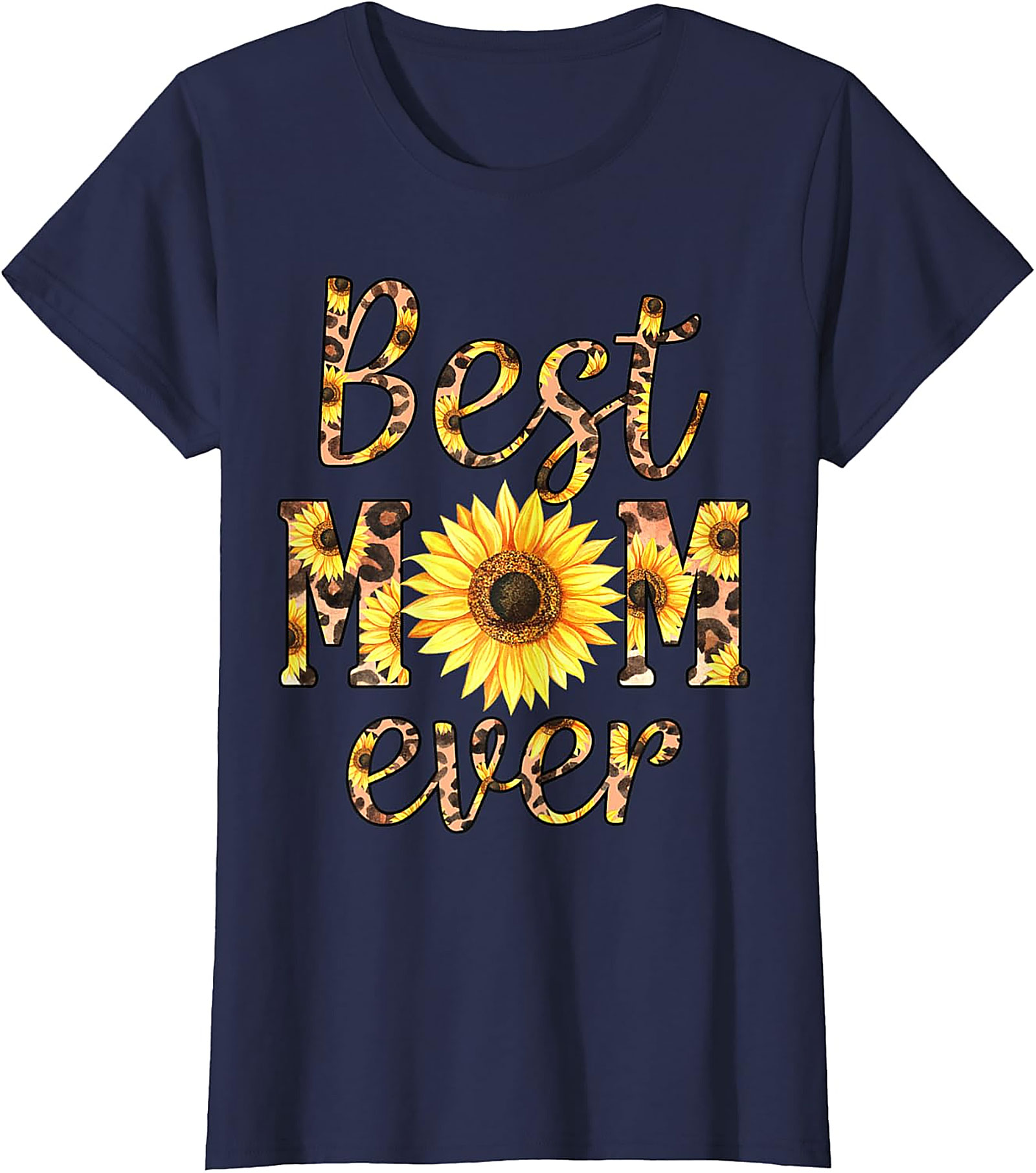 Best Mom Ever Sunflower Leopard T-shirt Gift for Mom