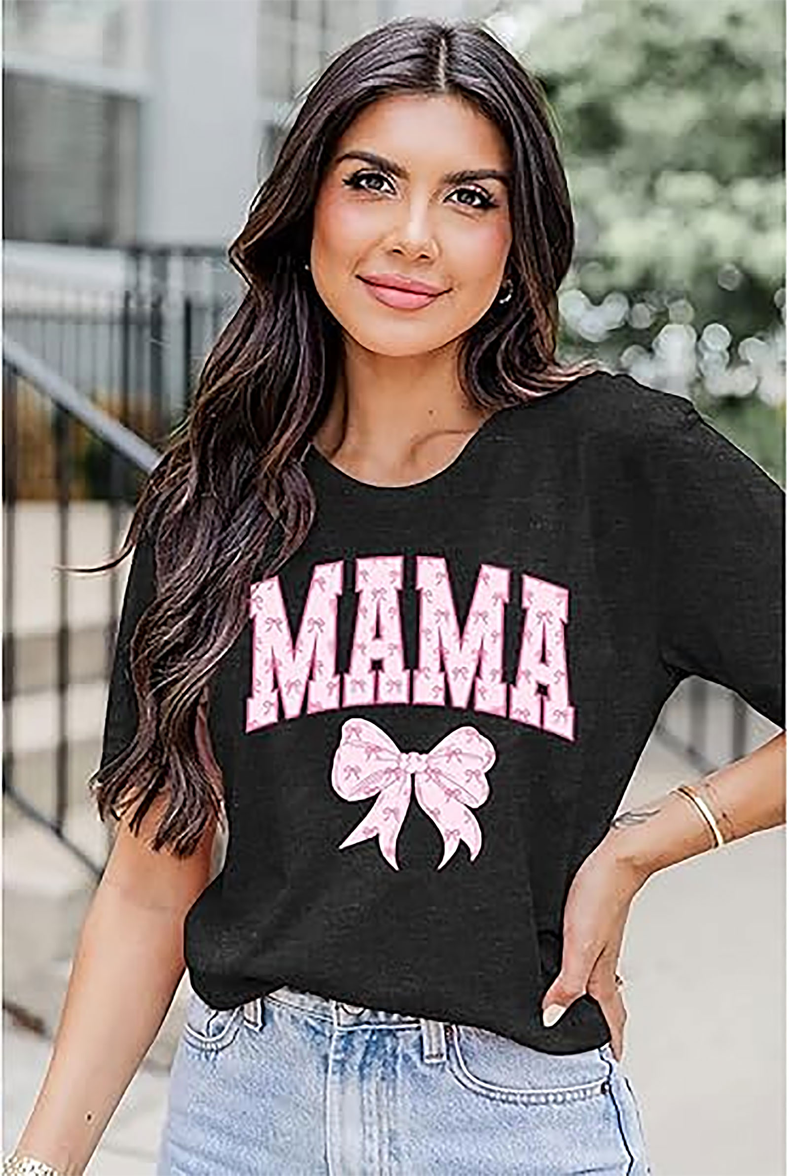 Pink Bow Coquette Mama T-shirt | Trendy Mother's Day Gift