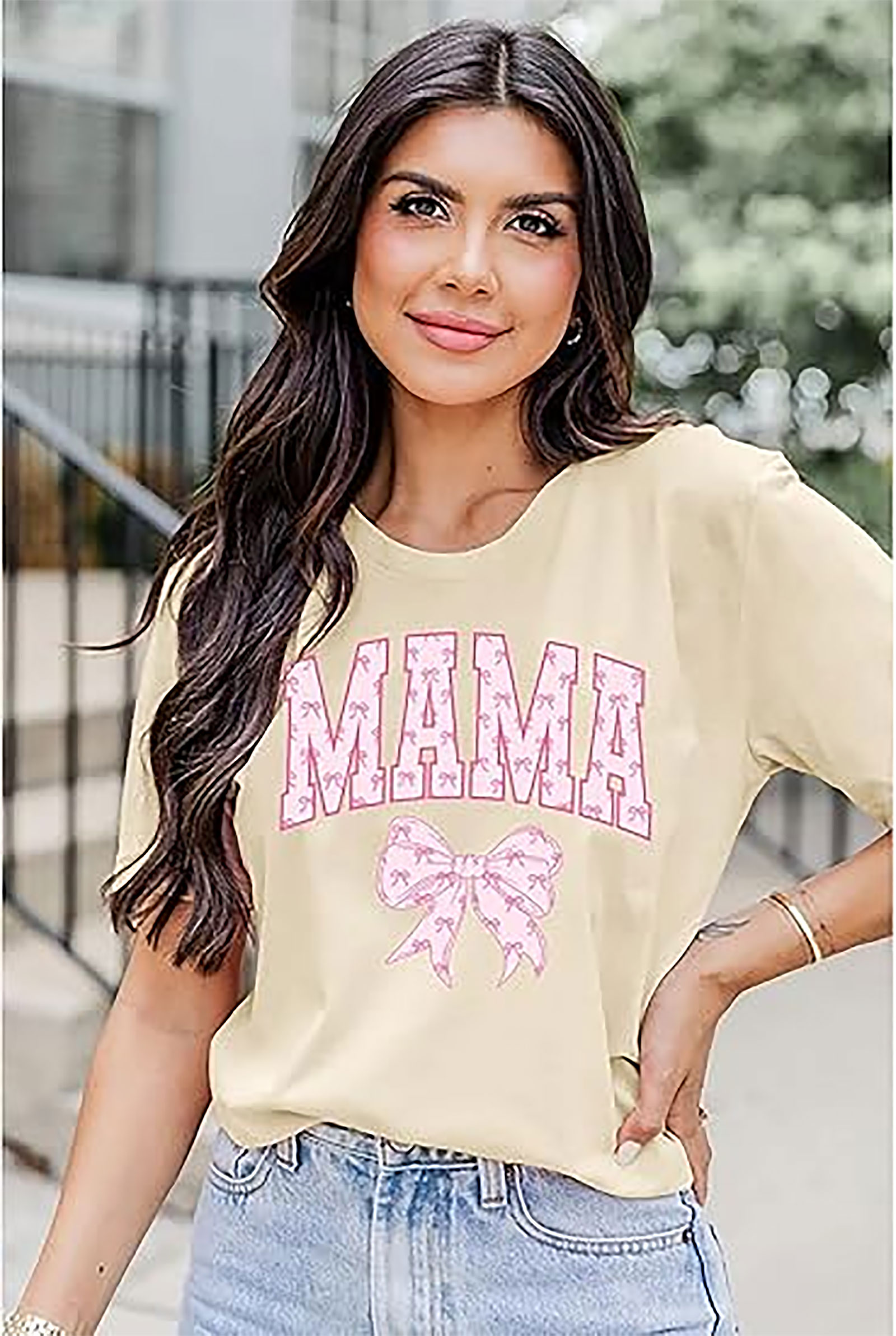 Pink Bow Coquette Mama T-shirt | Trendy Mother's Day Gift