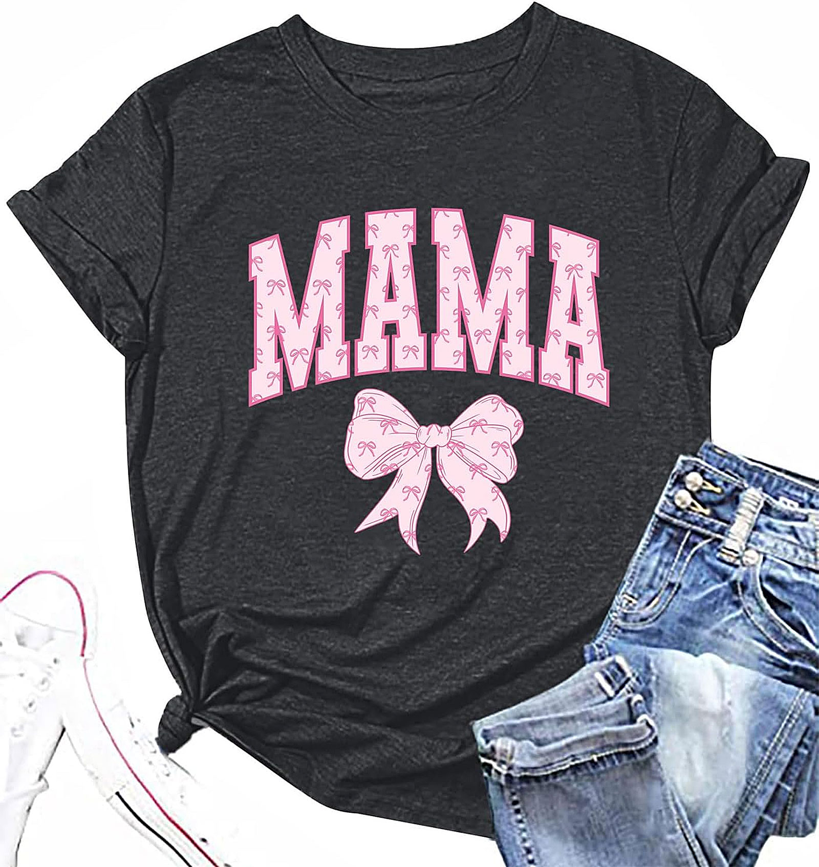 Pink Bow Coquette Mama T-shirt | Trendy Mother's Day Gift