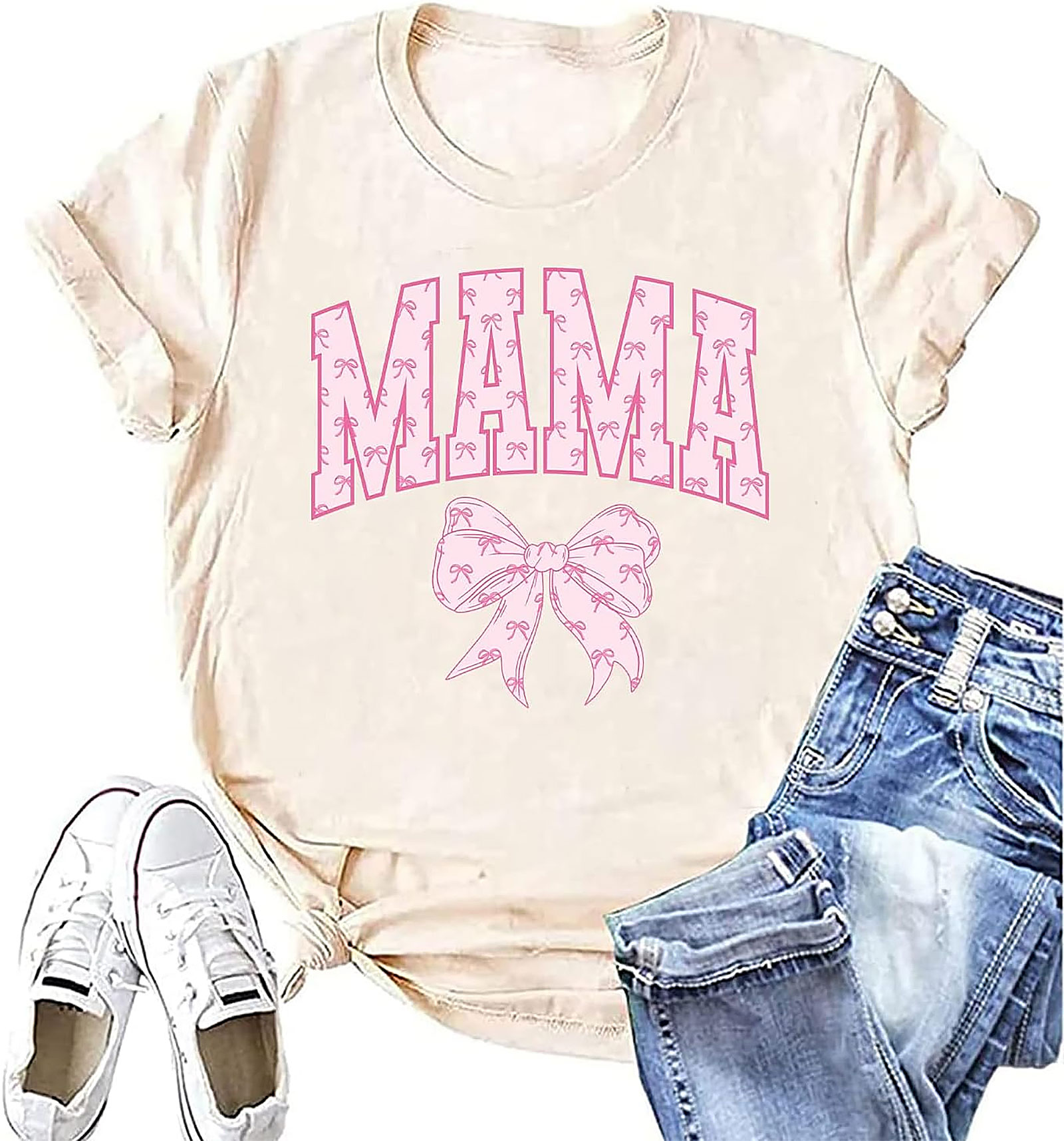 Pink Bow Coquette Mama T-shirt | Trendy Mother's Day Gift