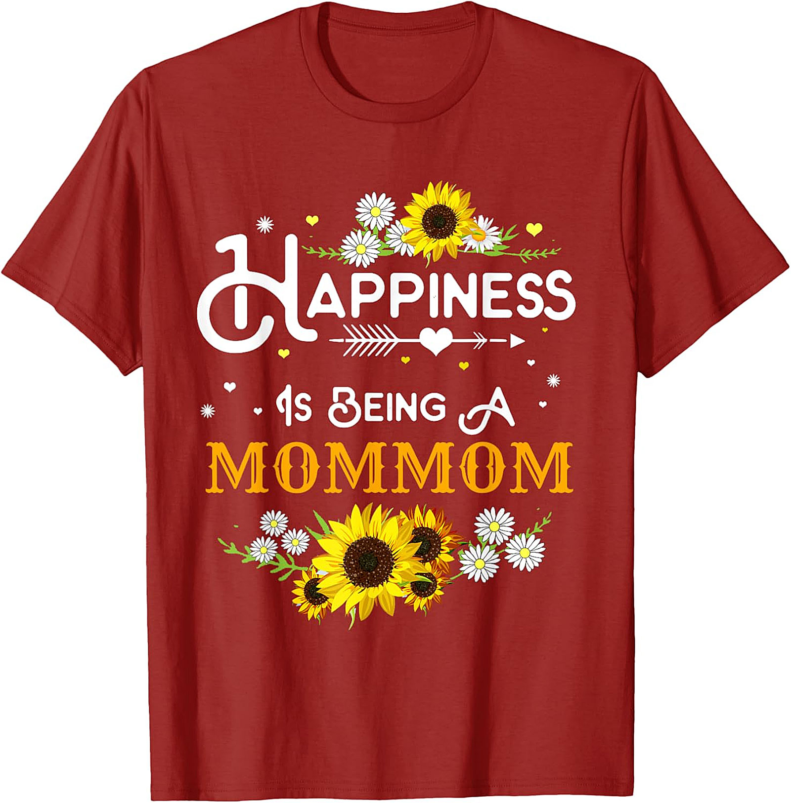  Happiness Is Being A Mommom Sunflower T-shirt Floral Tee