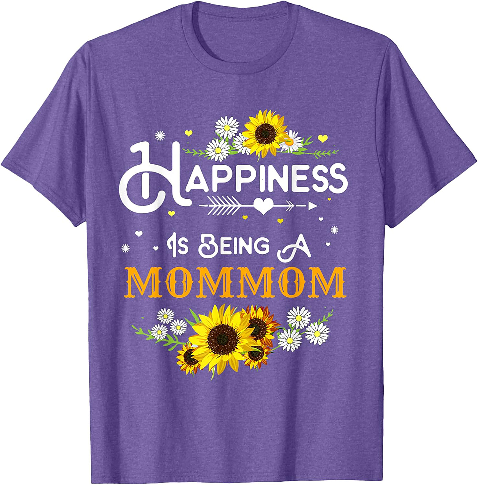  Happiness Is Being A Mommom Sunflower T-shirt Floral Tee
