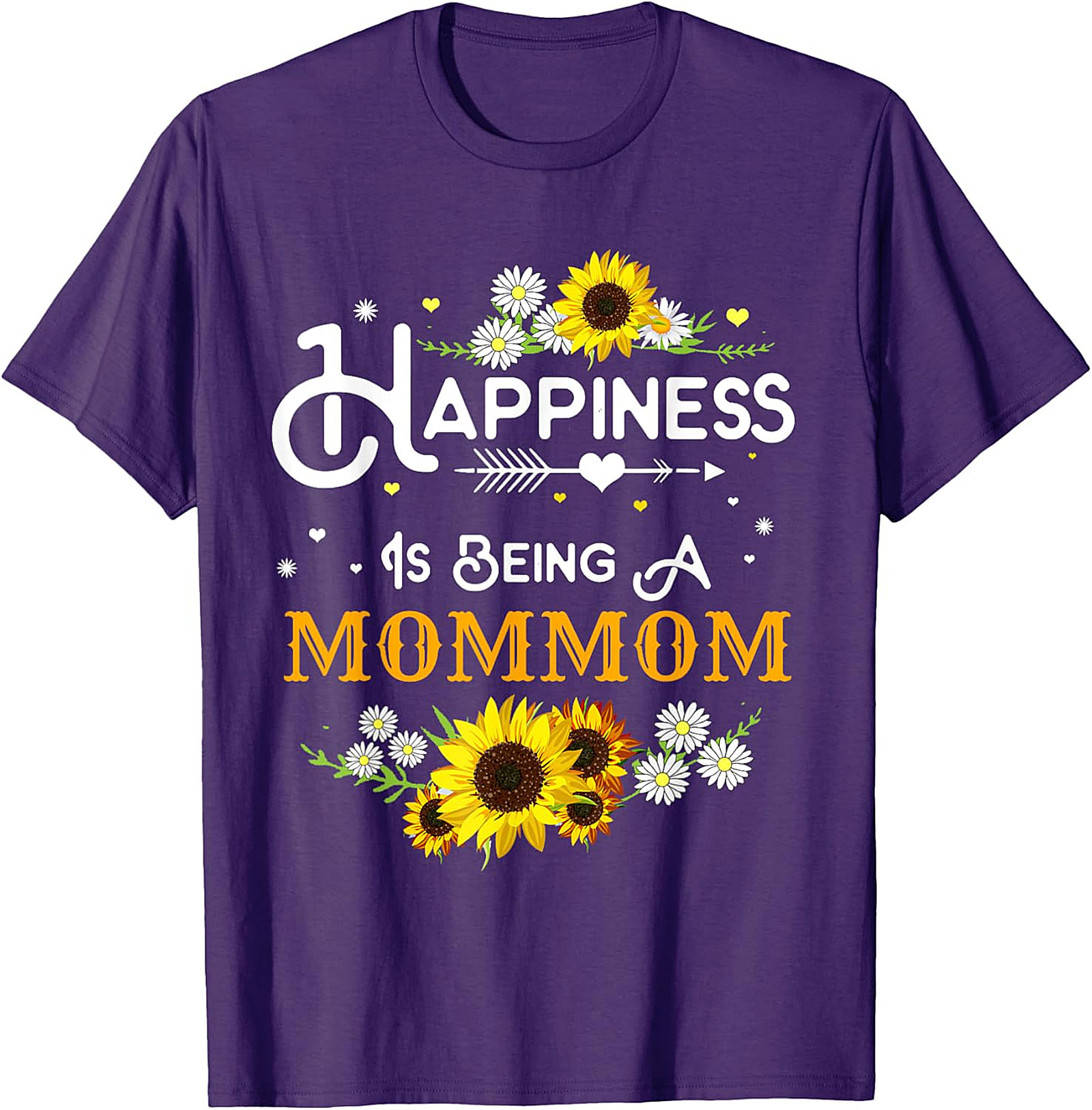  Happiness Is Being A Mommom Sunflower T-shirt Floral Tee