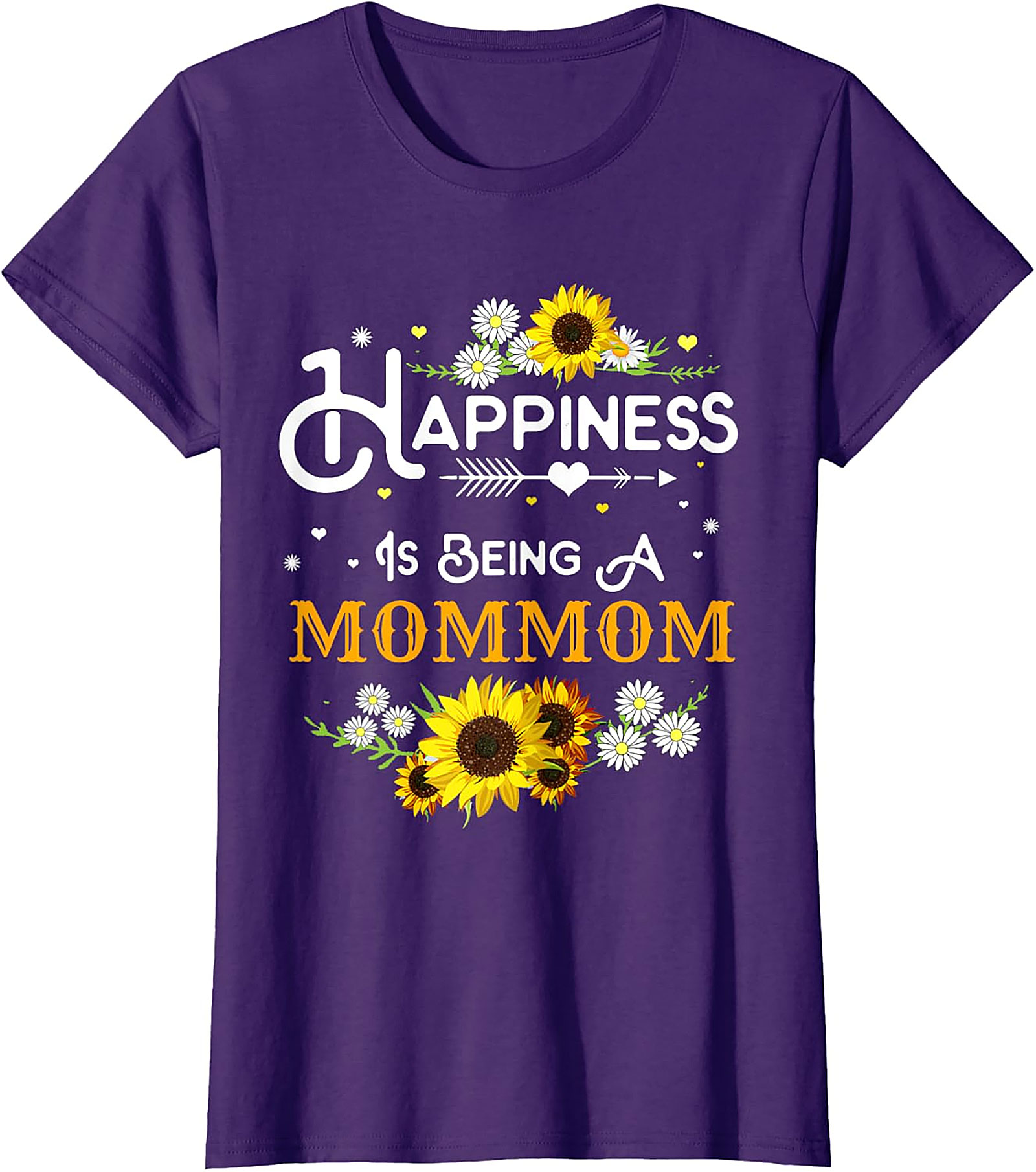  Happiness Is Being A Mommom Sunflower T-shirt Floral Tee