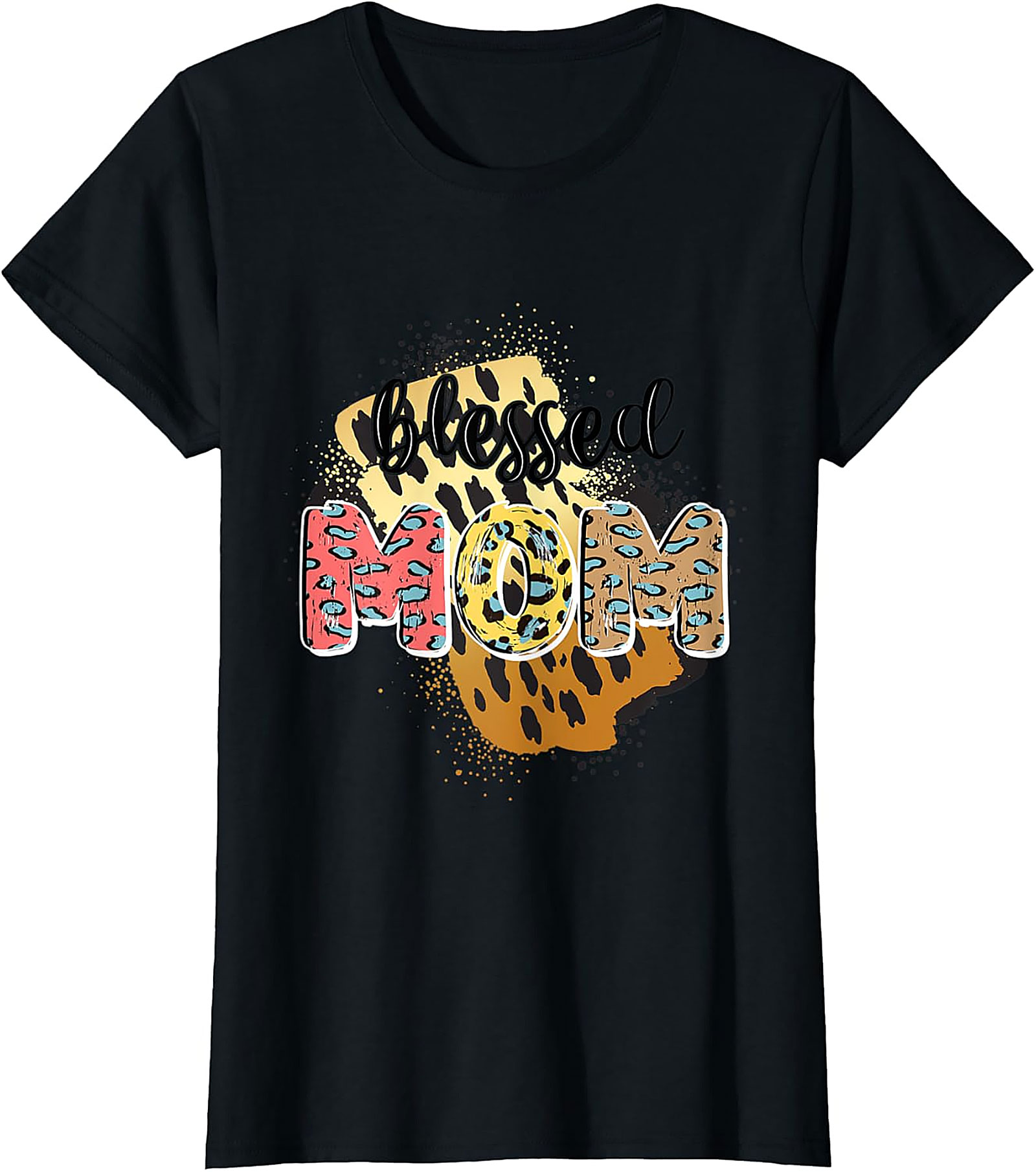 Blessed Mom Leopard Graphic Tee Soft Cotton Gift for Her