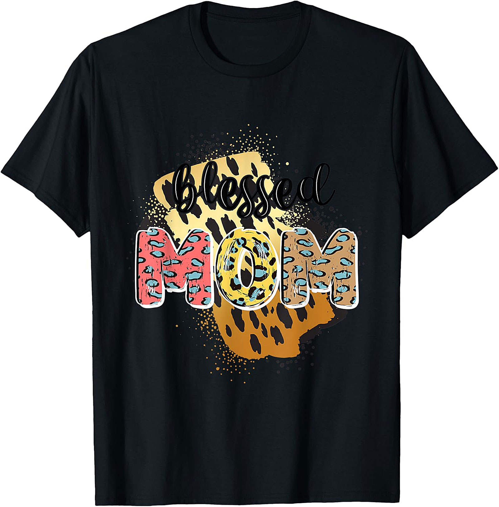 Blessed Mom Leopard Graphic Tee Soft Cotton Gift for Her