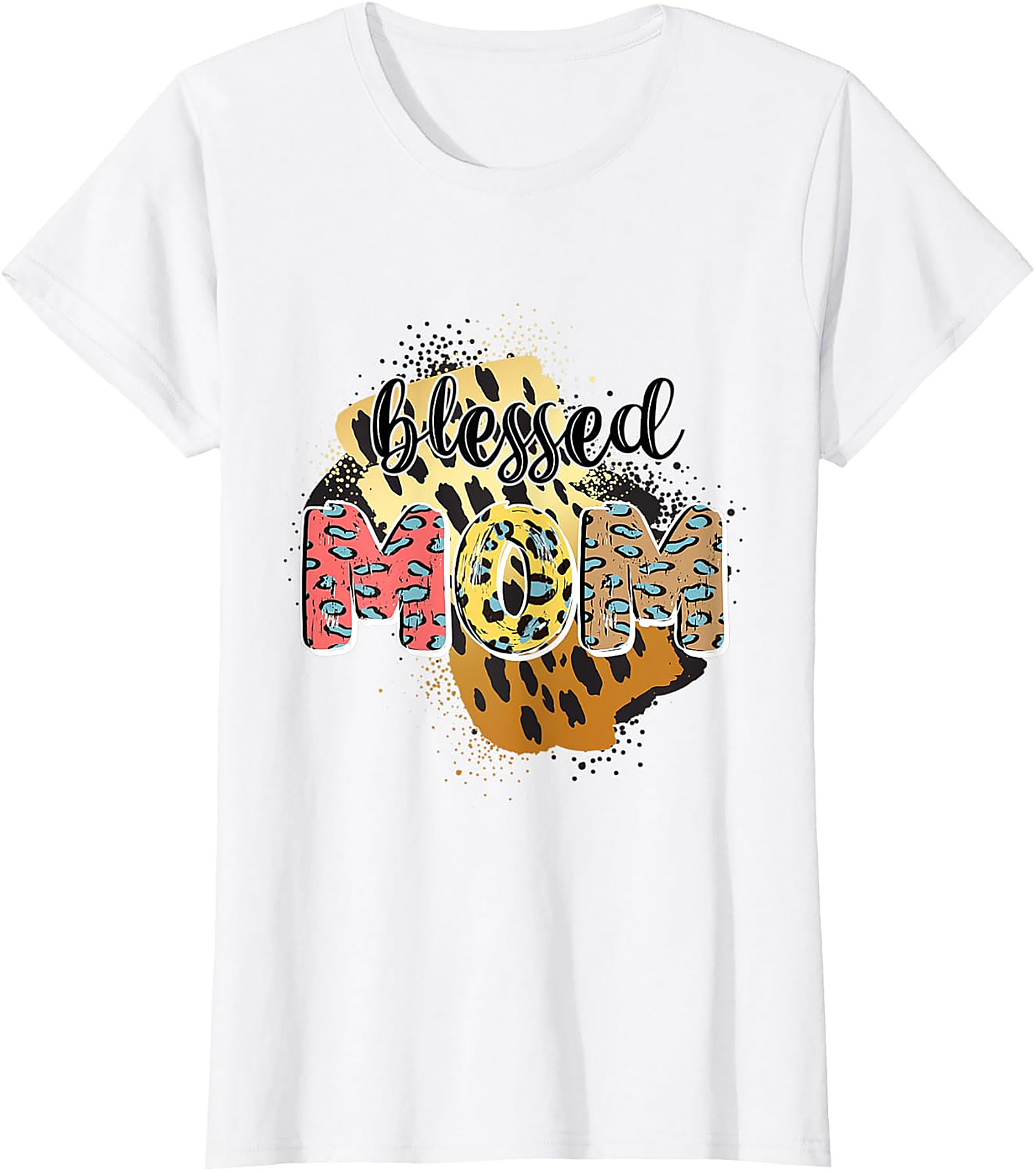 Blessed Mom Leopard Graphic Tee Soft Cotton Gift for Her