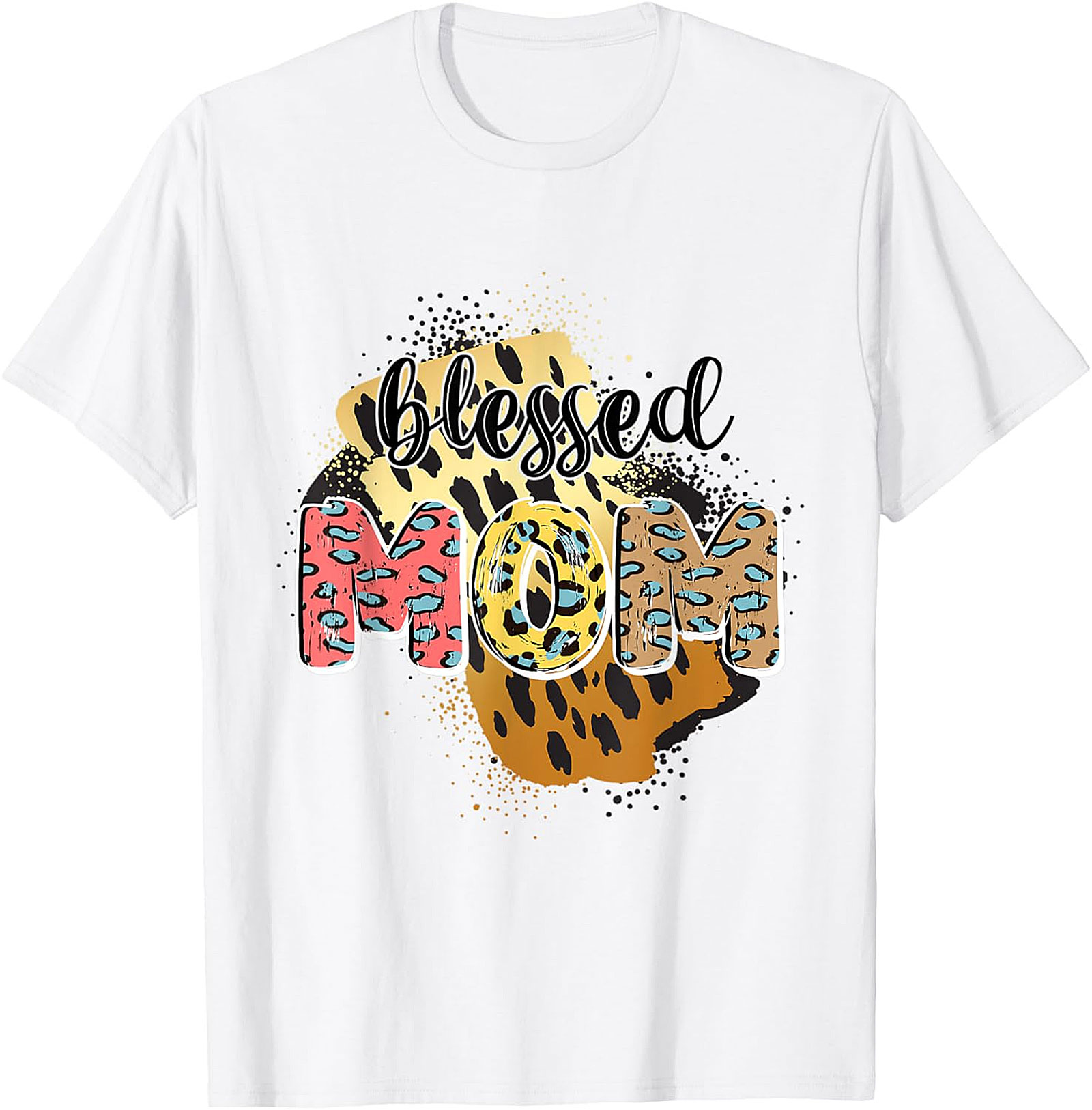 Blessed Mom Leopard Graphic Tee Soft Cotton Gift for Her