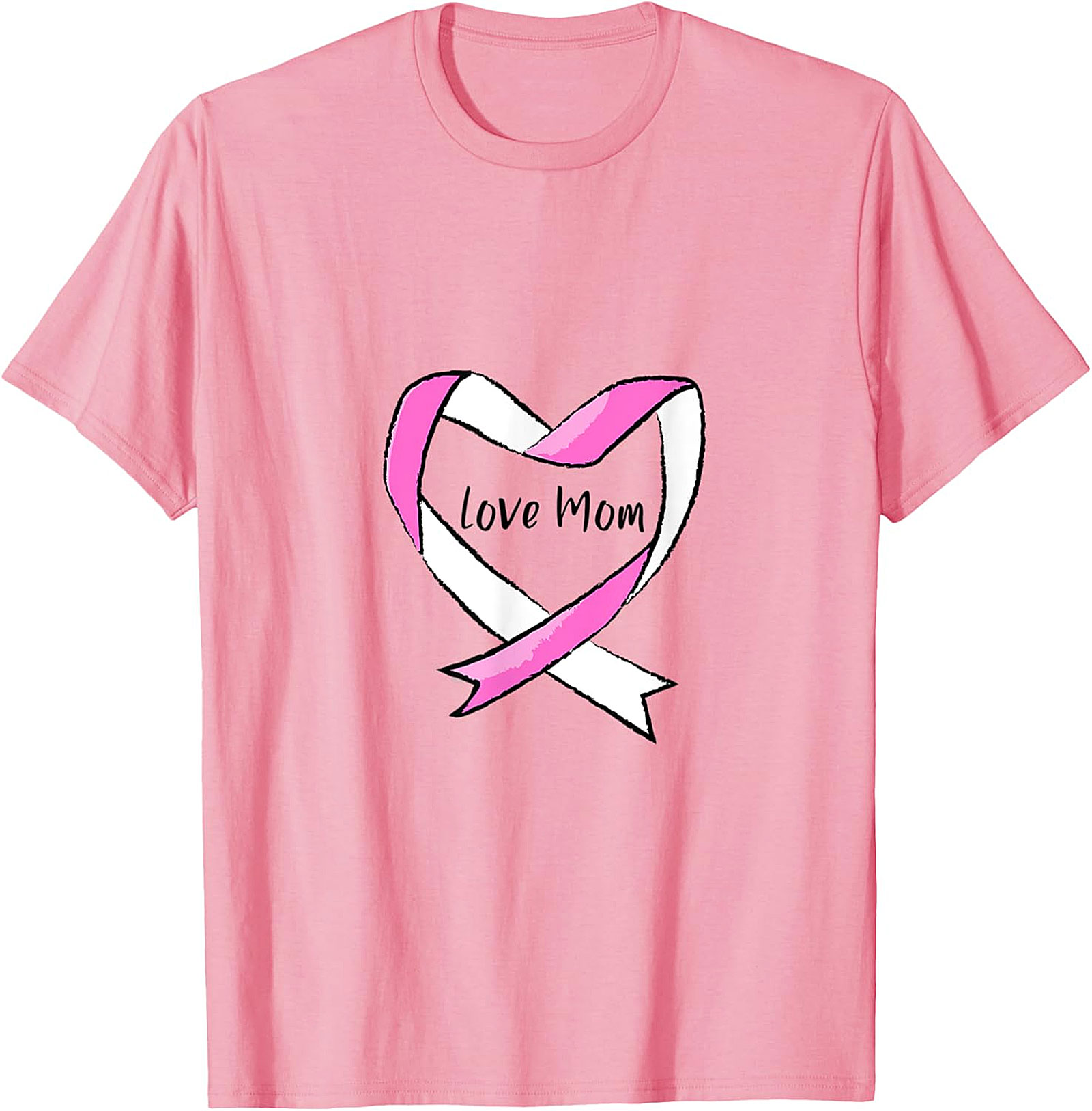 Love Mom Breast Cancer Awareness T-shirt Pink Ribbon Tee