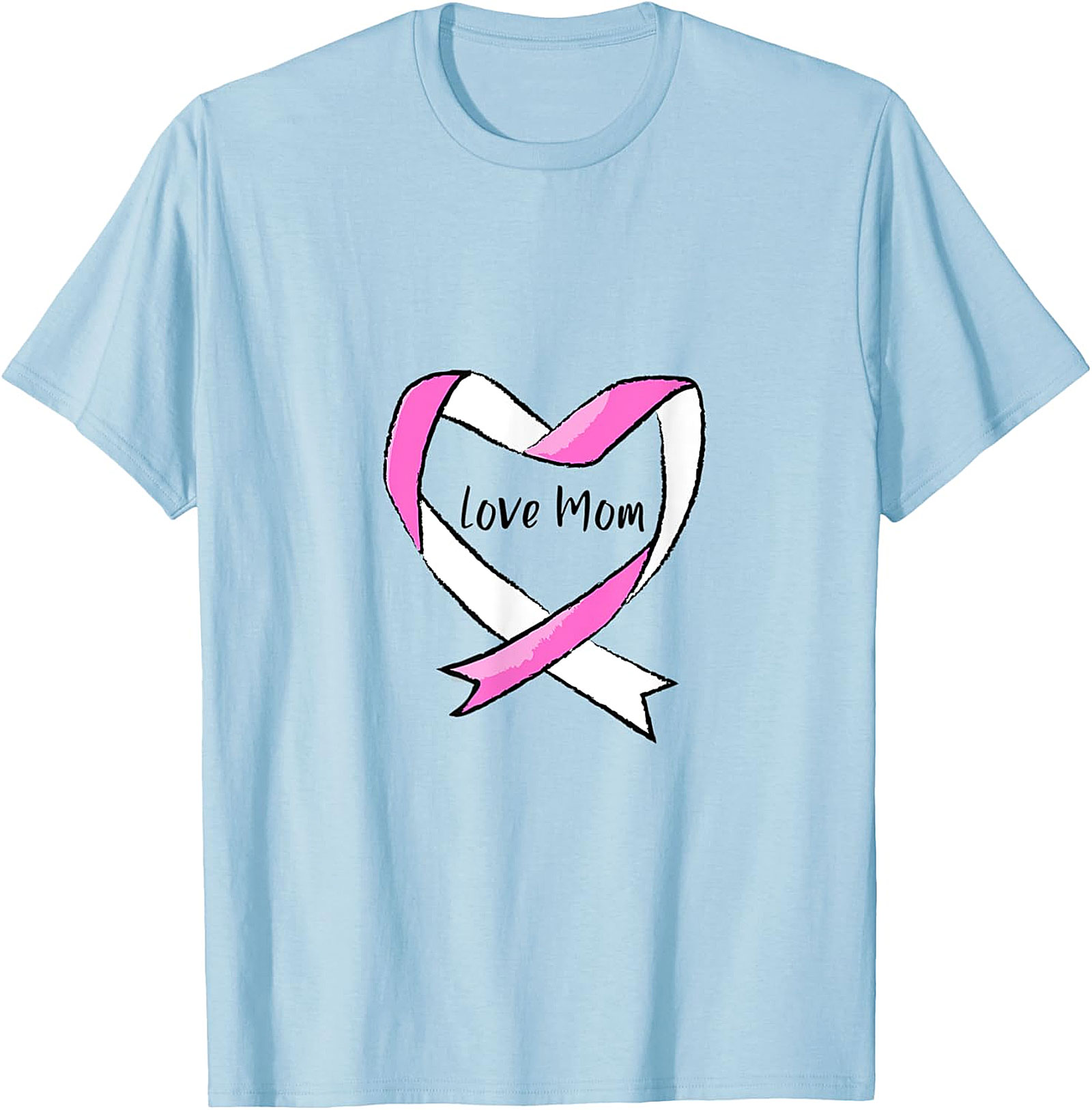Love Mom Breast Cancer Awareness T-shirt Pink Ribbon Tee