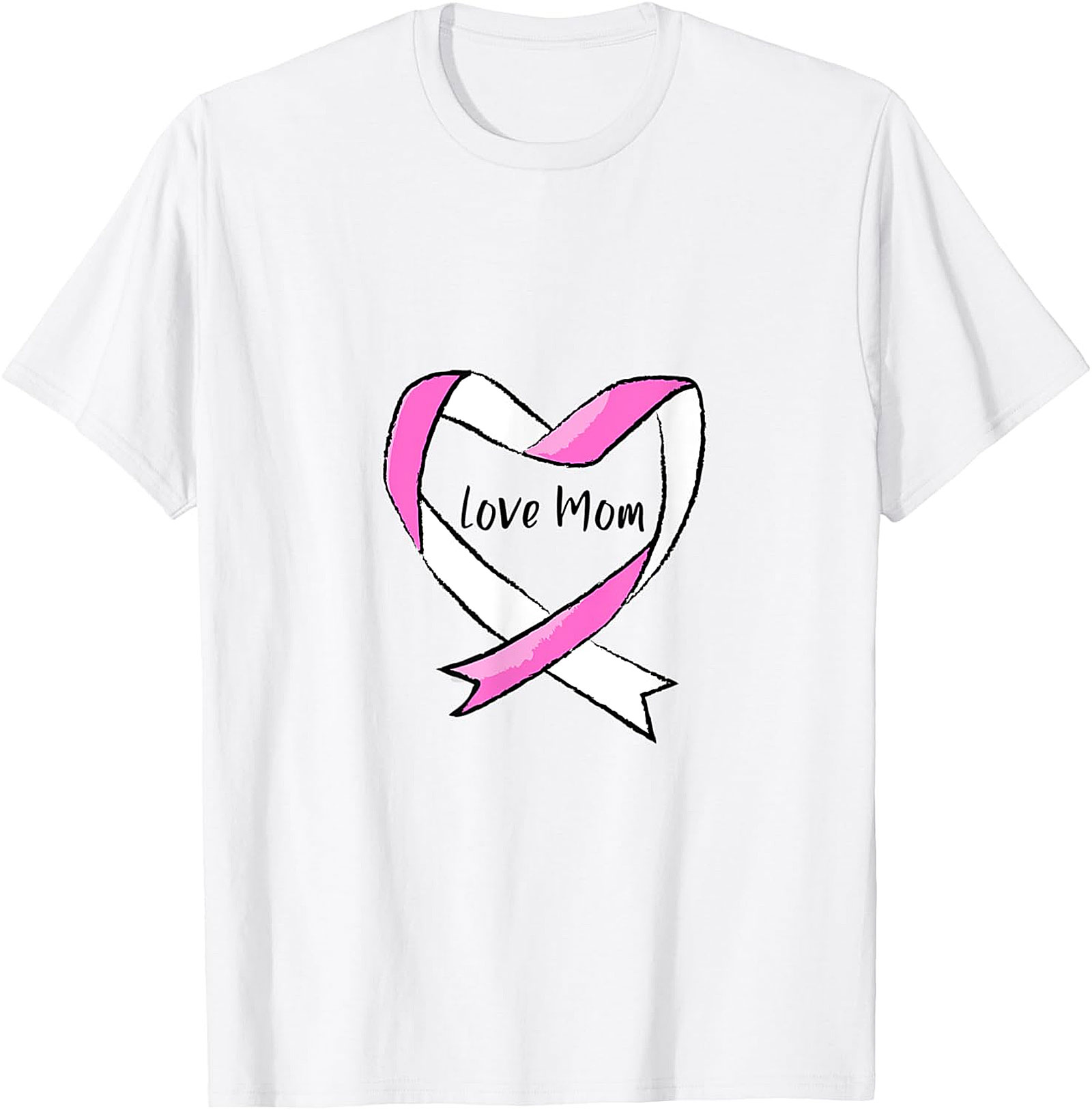 Love Mom Breast Cancer Awareness T-shirt Pink Ribbon Tee