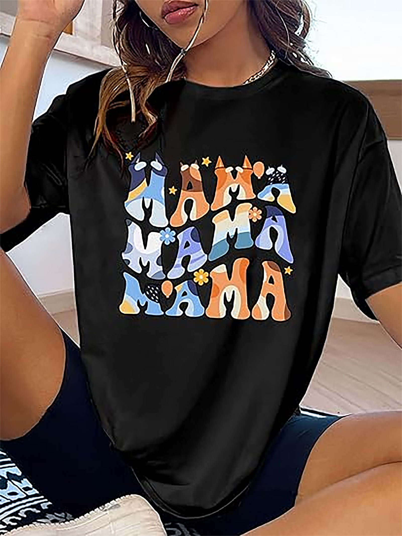Bluey Mama Retro Wavy T-Shirt | Soft Unisex Graphic Tee