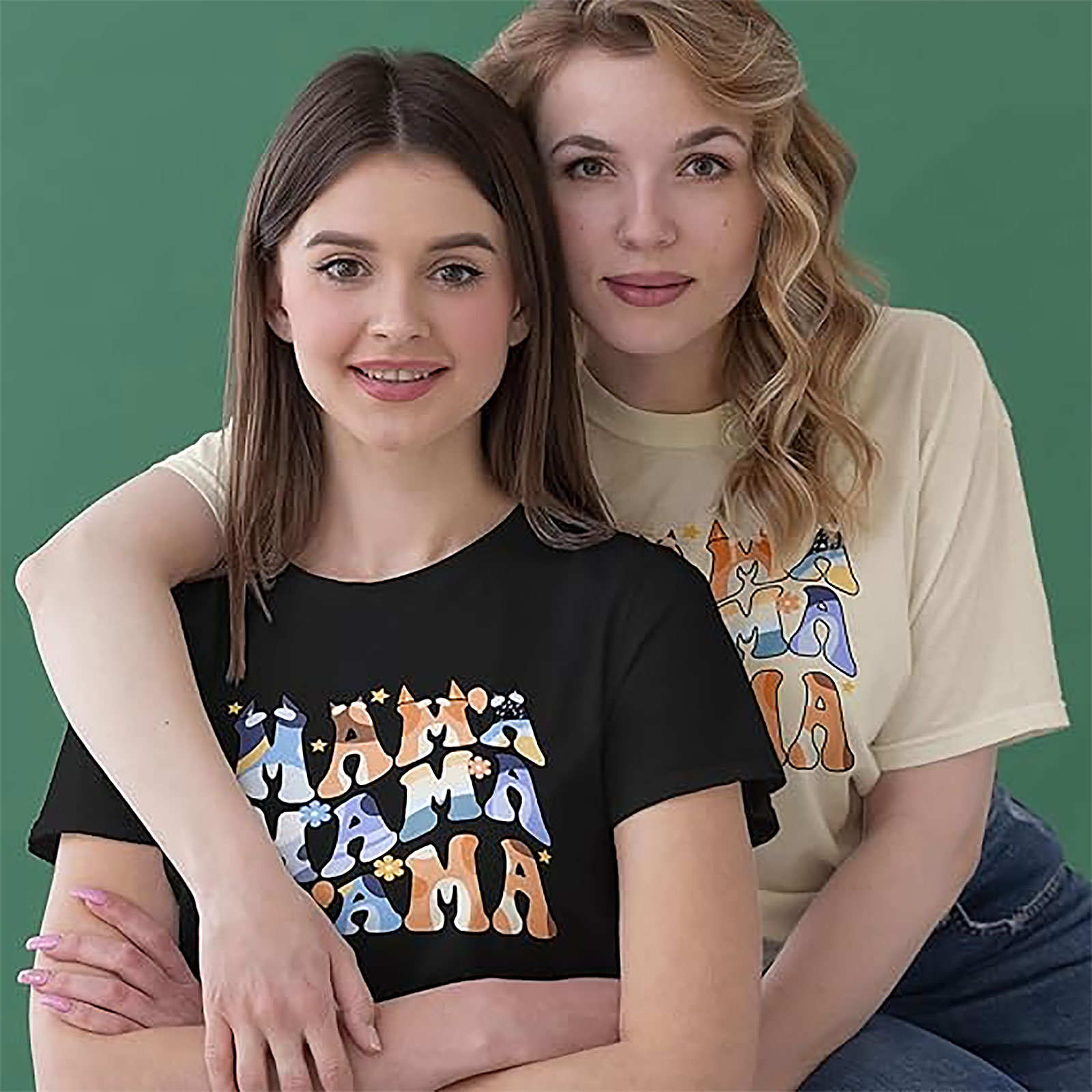 Bluey Mama Retro Wavy T-Shirt | Soft Unisex Graphic Tee