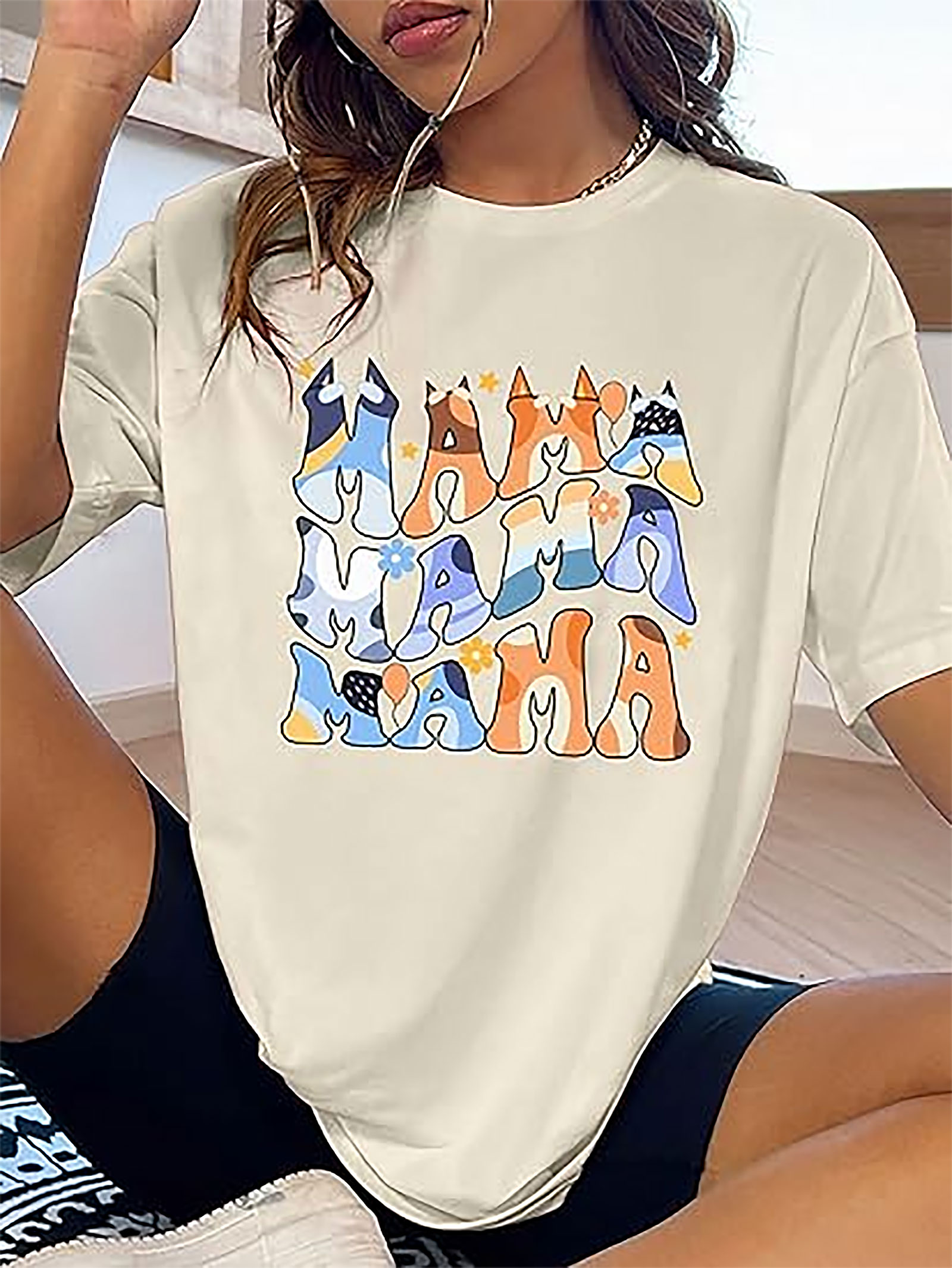Bluey Mama Retro Wavy T-Shirt | Soft Unisex Graphic Tee