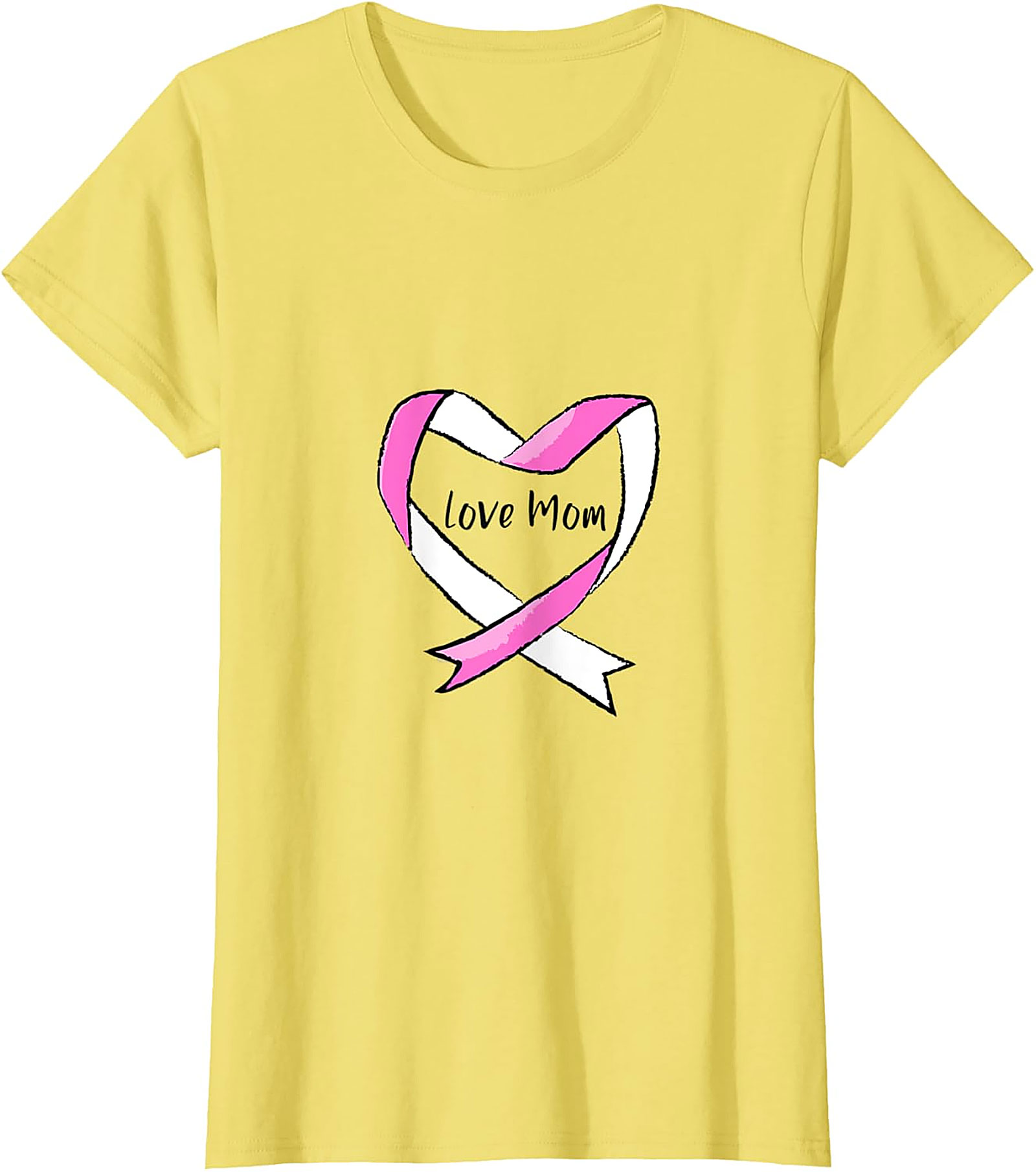 Love Mom Breast Cancer Awareness T-shirt Pink Ribbon Tee