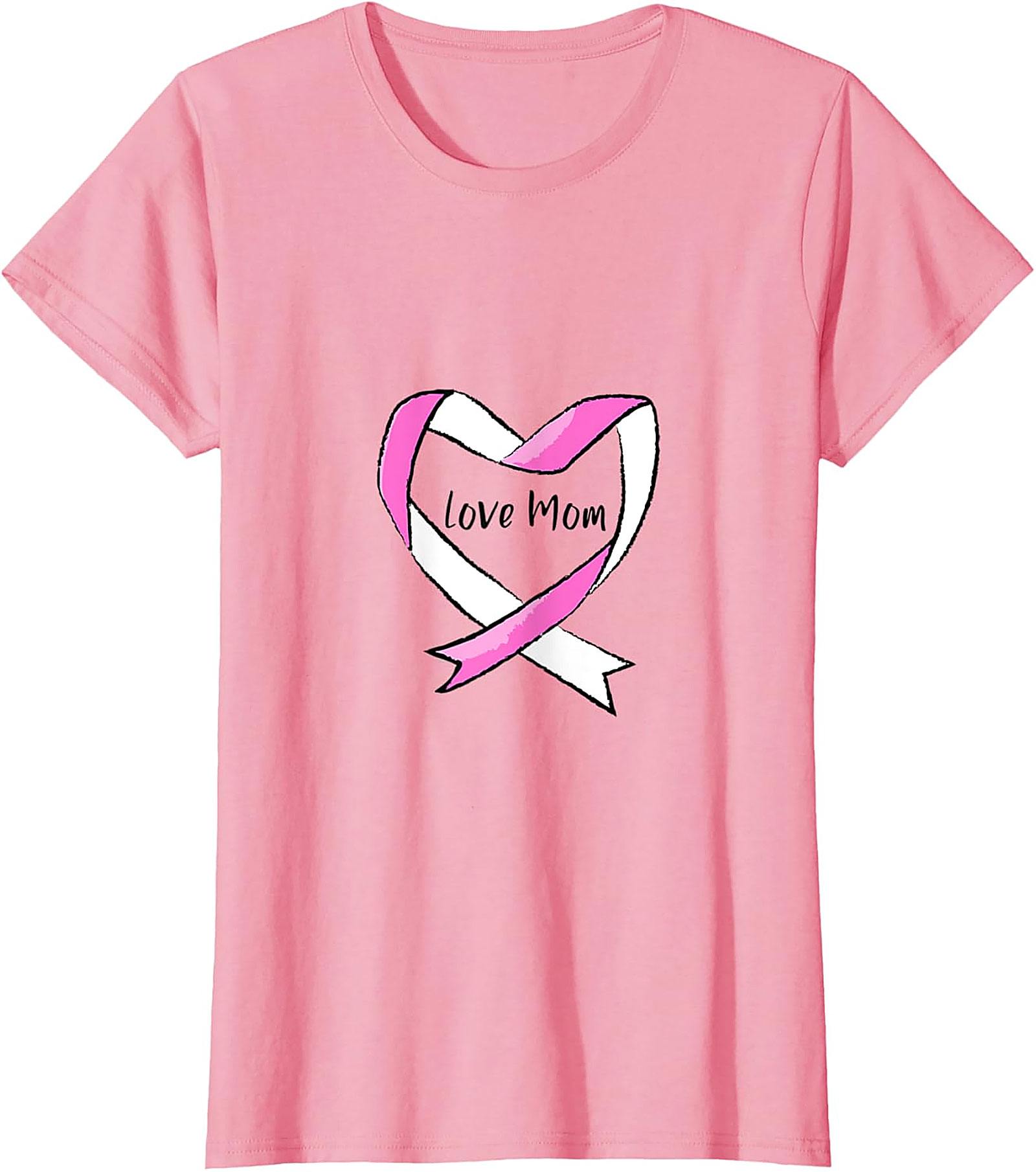 Love Mom Breast Cancer Awareness T-shirt Pink Ribbon Tee
