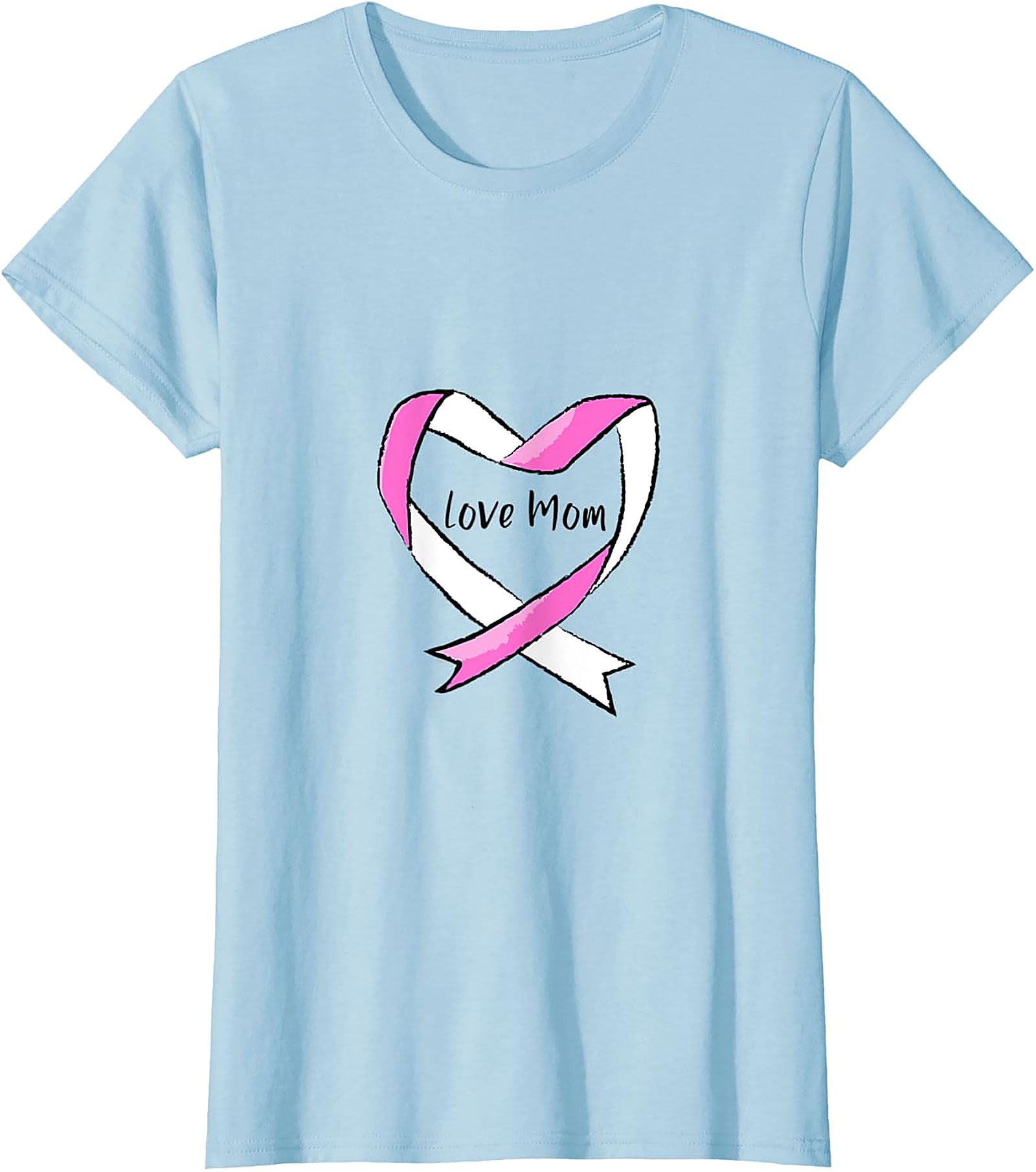 Love Mom Breast Cancer Awareness T-shirt Pink Ribbon Tee