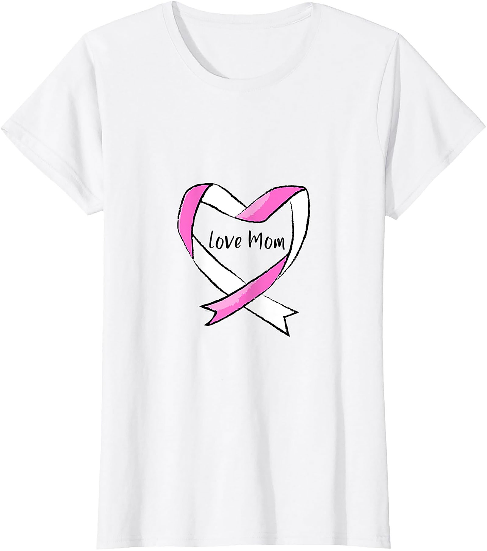 Love Mom Breast Cancer Awareness T-shirt Pink Ribbon Tee