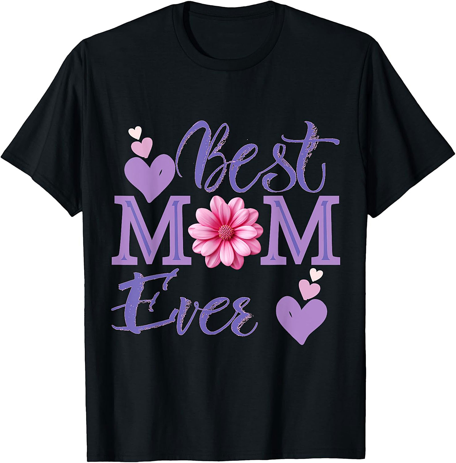 Best Mom Ever T-shirt Floral Hearts Graphic Tee for Mom