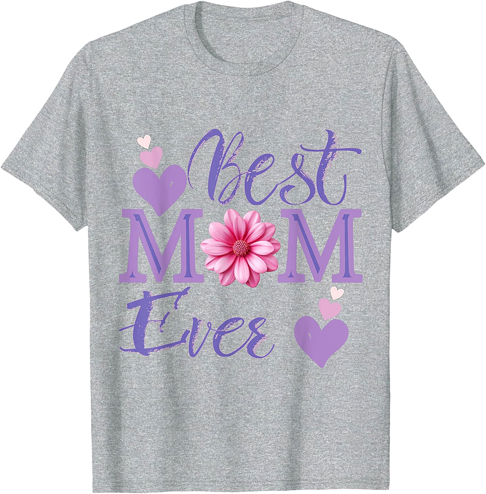 Best Mom Ever T-shirt Floral Hearts Graphic Tee for Mom