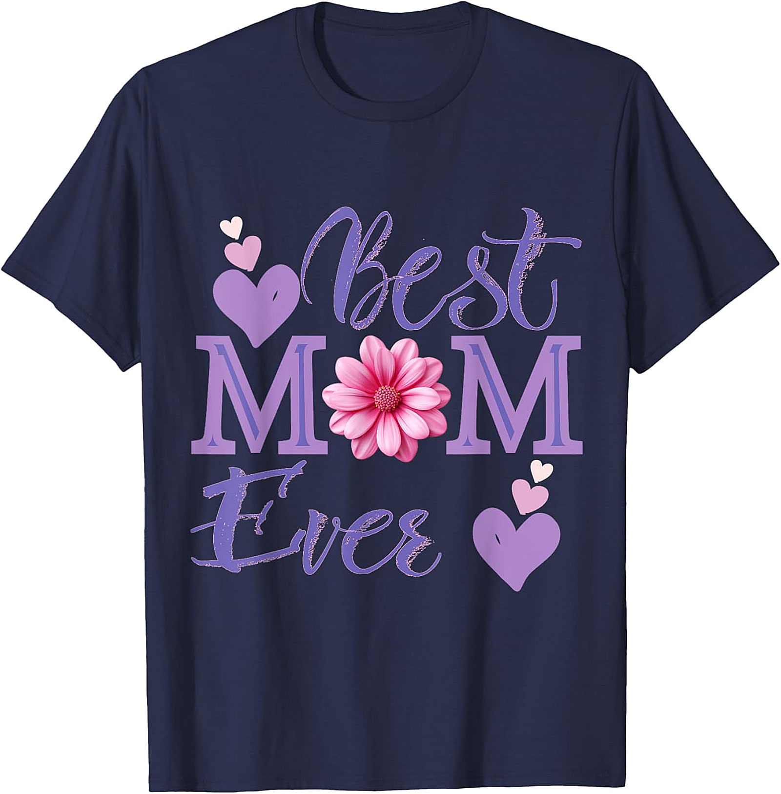 Best Mom Ever T-shirt Floral Hearts Graphic Tee for Mom