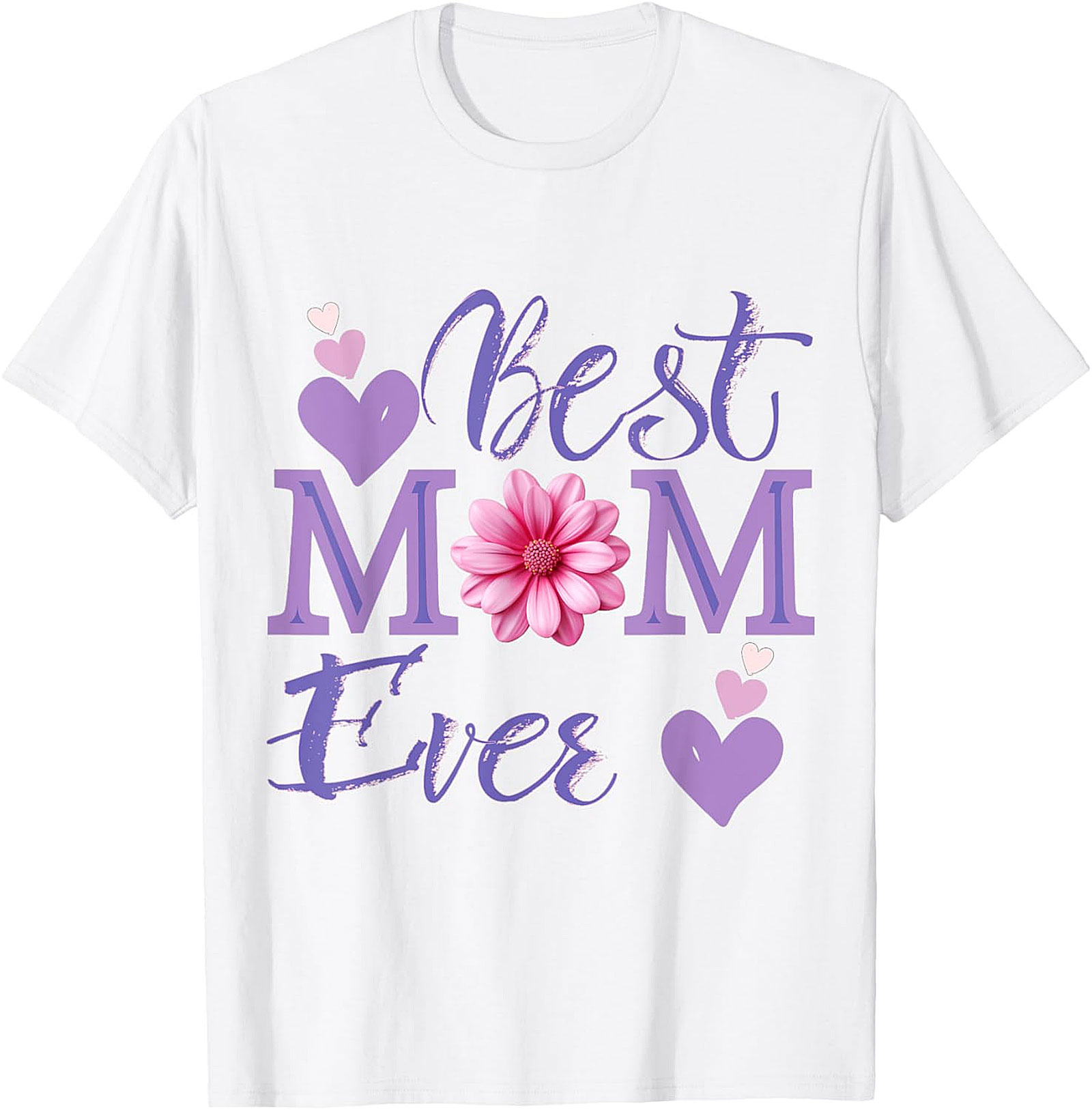 Best Mom Ever T-shirt Floral Hearts Graphic Tee for Mom