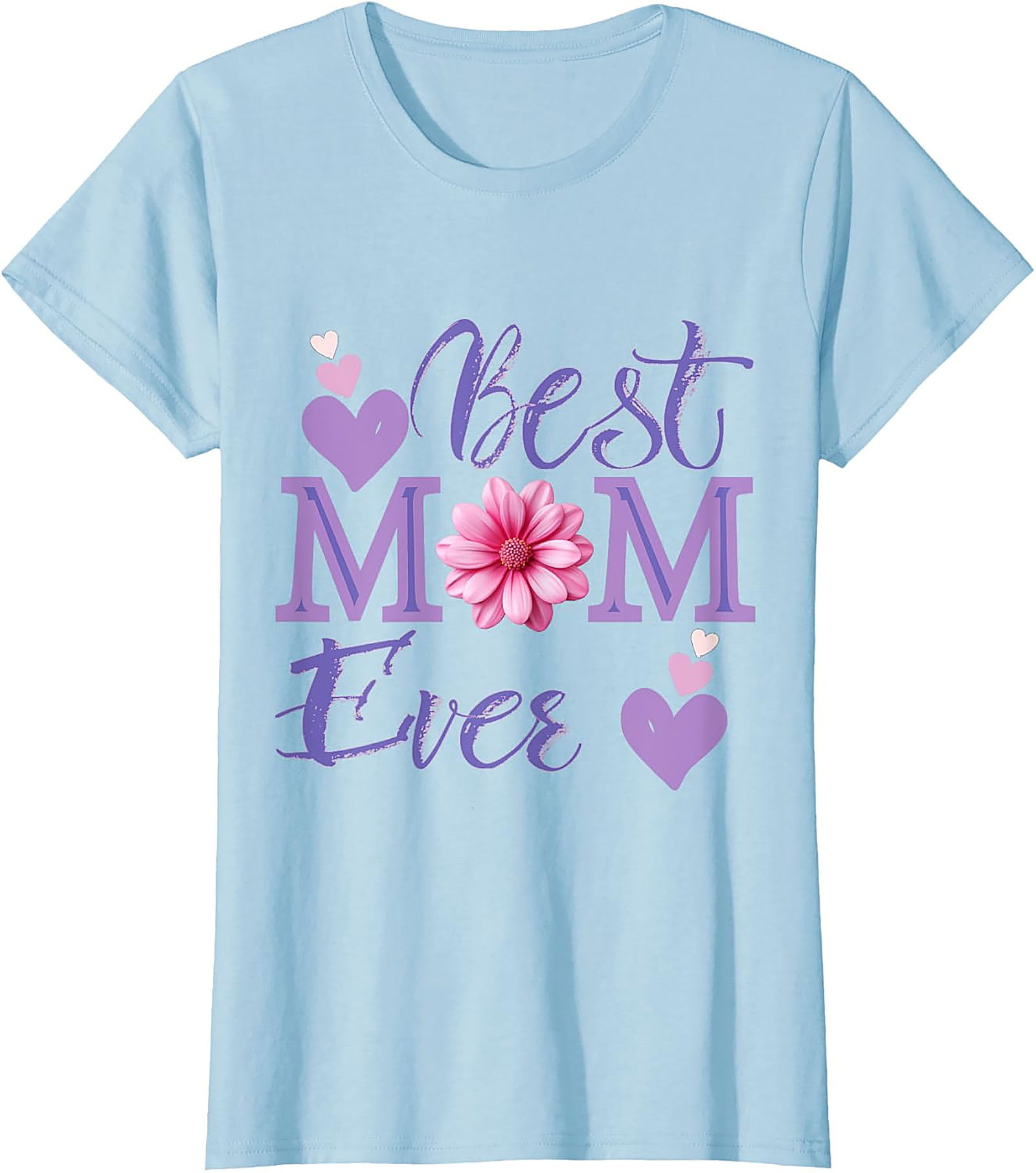 Best Mom Ever T-shirt Floral Hearts Graphic Tee for Mom