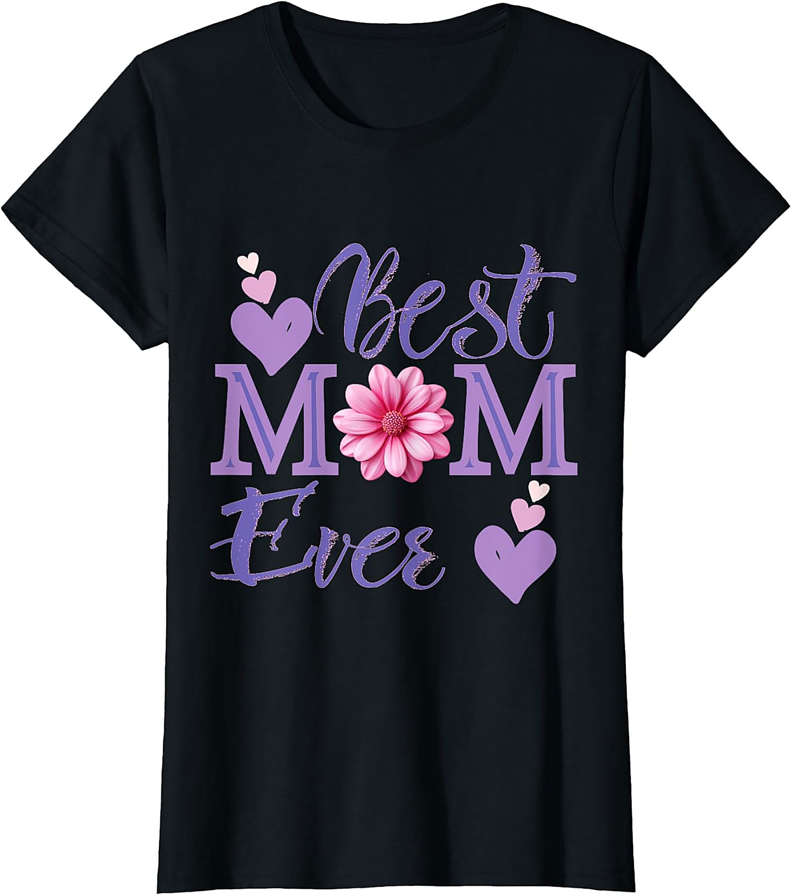 Best Mom Ever T-shirt Floral Hearts Graphic Tee for Mom