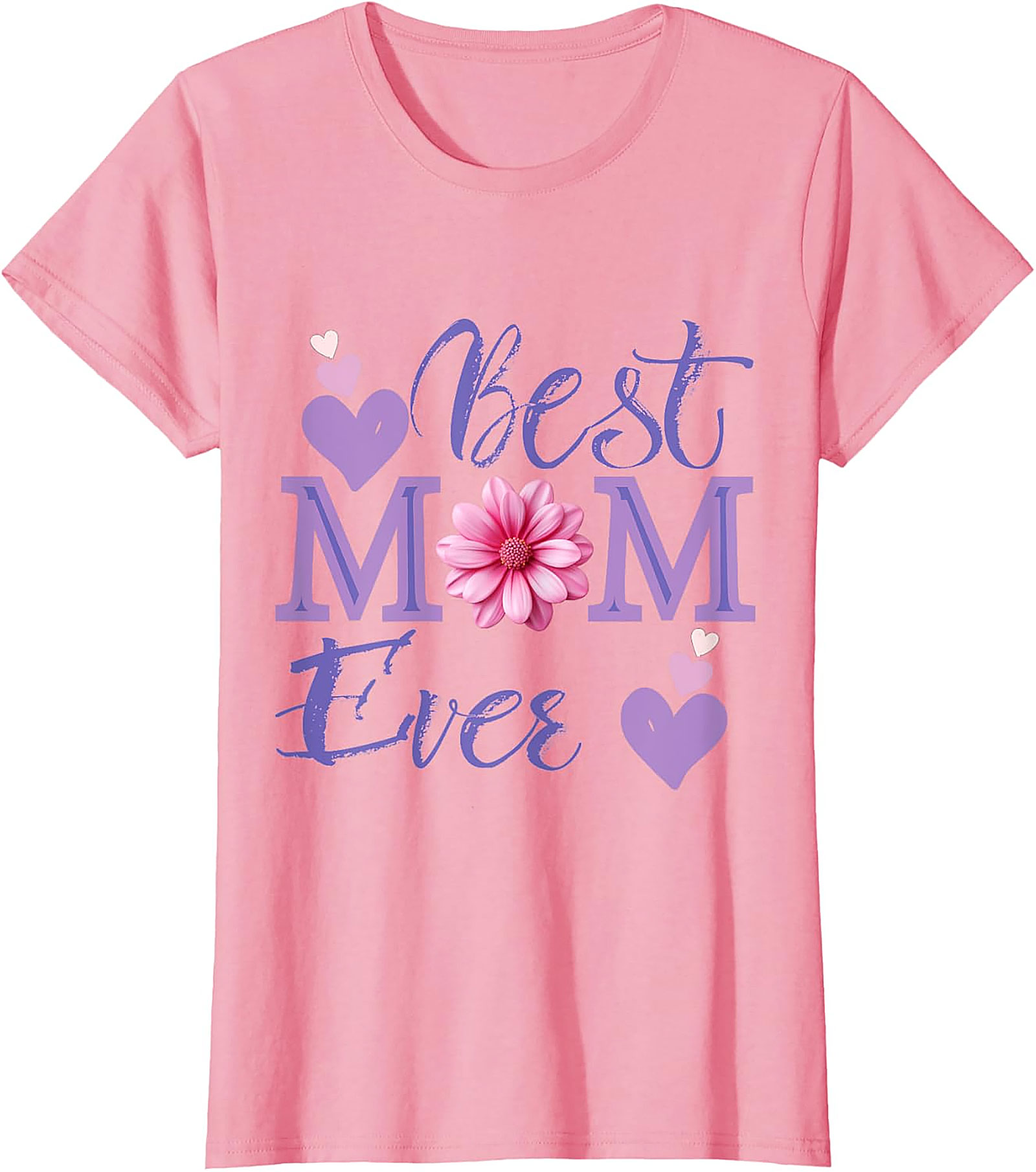 Best Mom Ever T-shirt Floral Hearts Graphic Tee for Mom