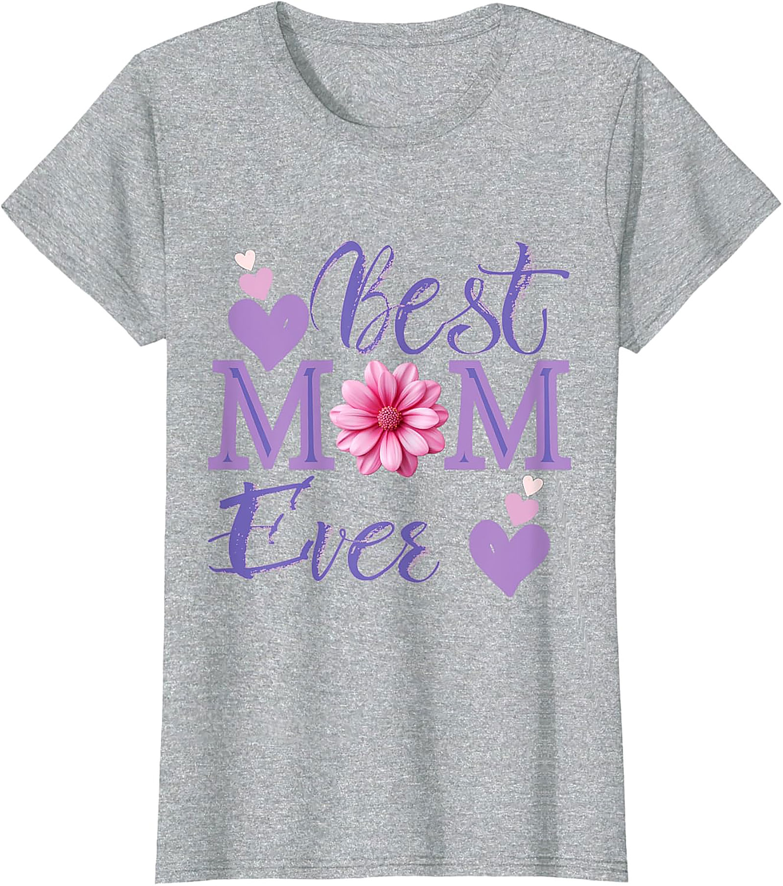 Best Mom Ever T-shirt Floral Hearts Graphic Tee for Mom