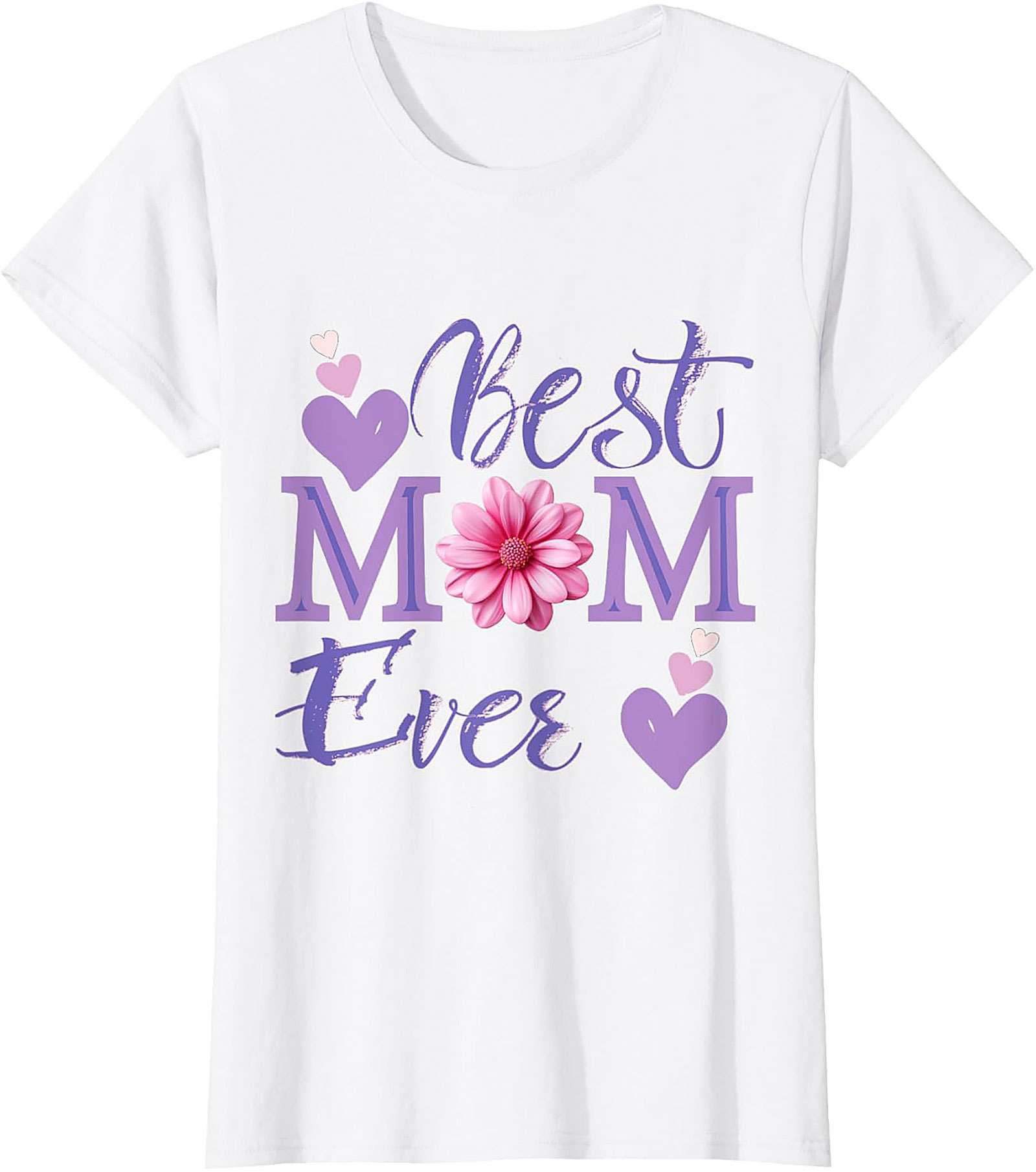 Best Mom Ever T-shirt Floral Hearts Graphic Tee for Mom