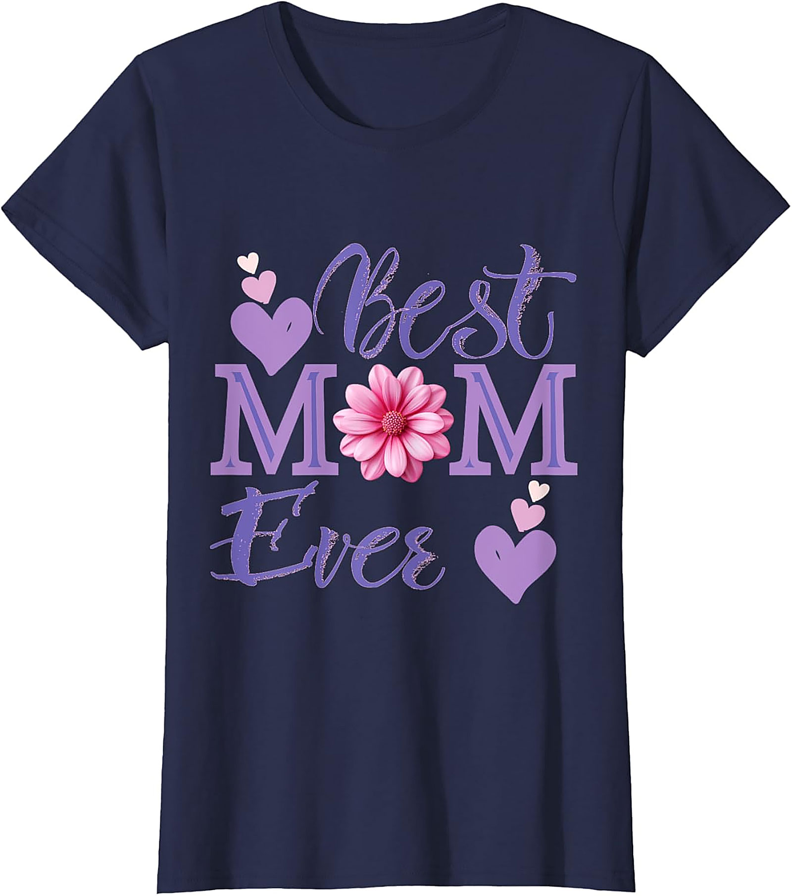 Best Mom Ever T-shirt Floral Hearts Graphic Tee for Mom