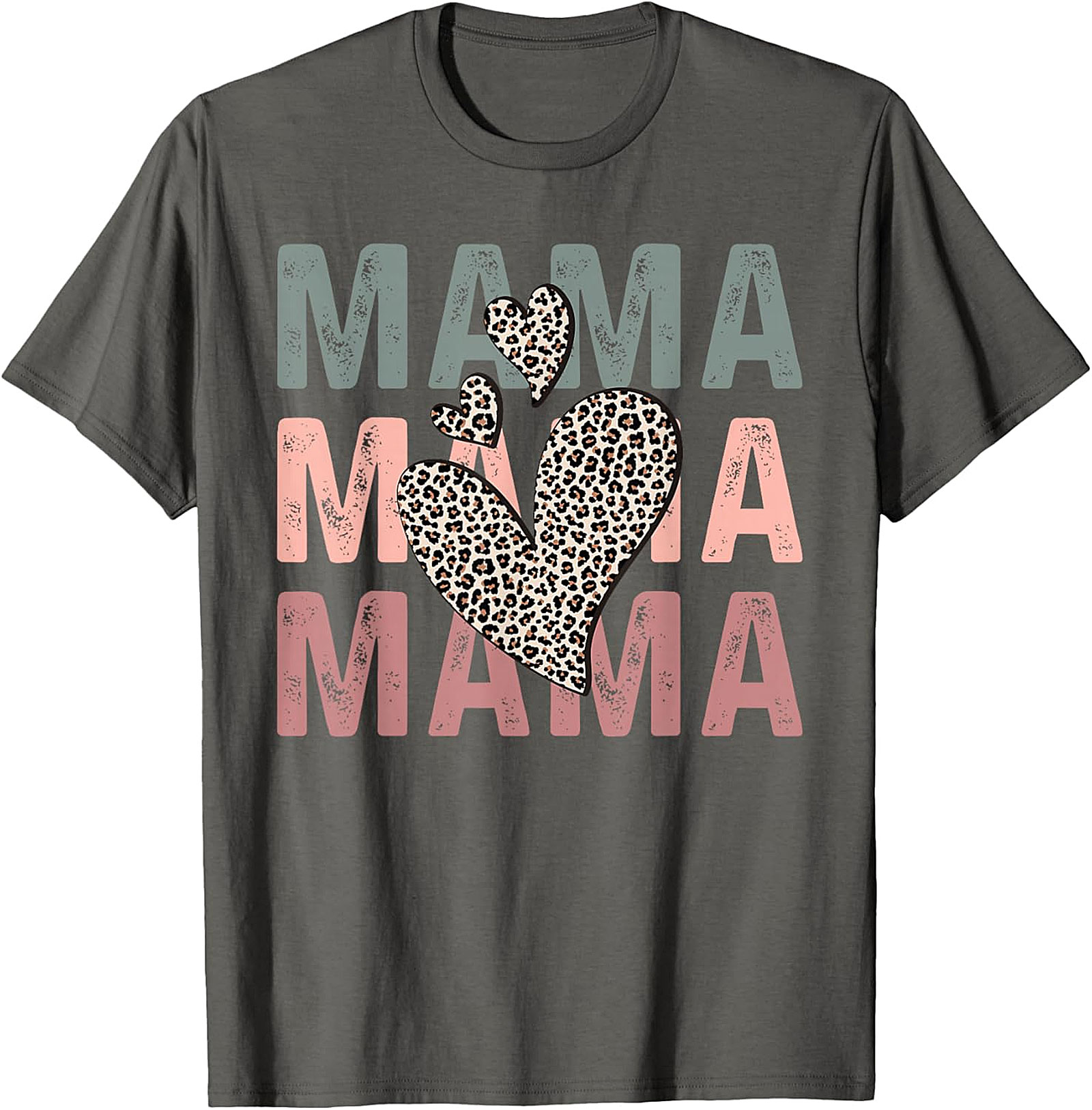 Mama Leopard Heart Graphic Tee Retro Motherhood T-Shirt