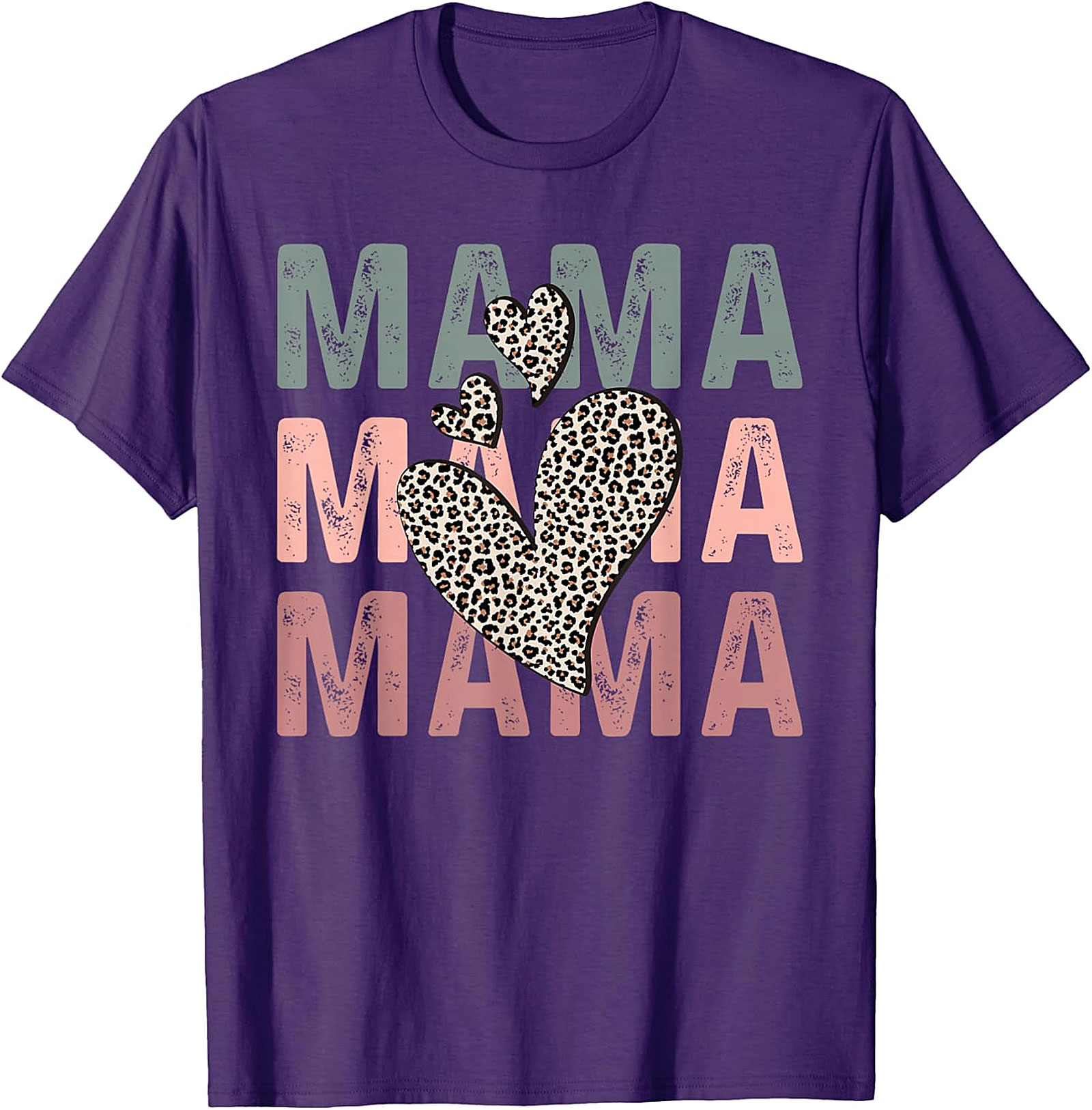 Mama Leopard Heart Graphic Tee Retro Motherhood T-Shirt