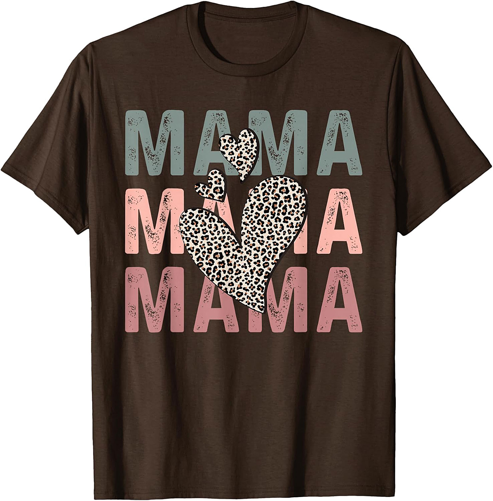 Mama Leopard Heart Graphic Tee Retro Motherhood T-Shirt