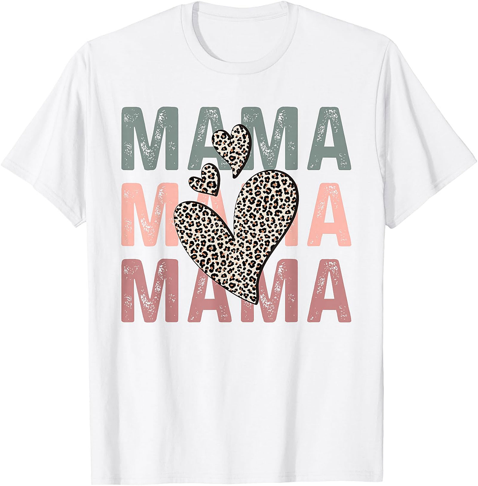 Mama Leopard Heart Graphic Tee Retro Motherhood T-Shirt
