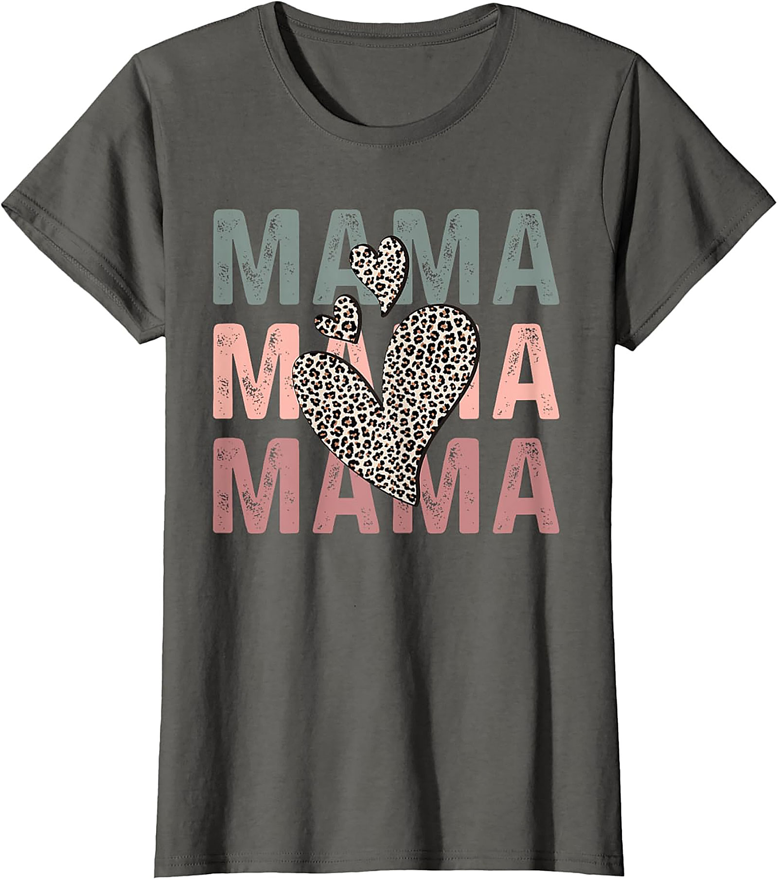 Mama Leopard Heart Graphic Tee Retro Motherhood T-Shirt