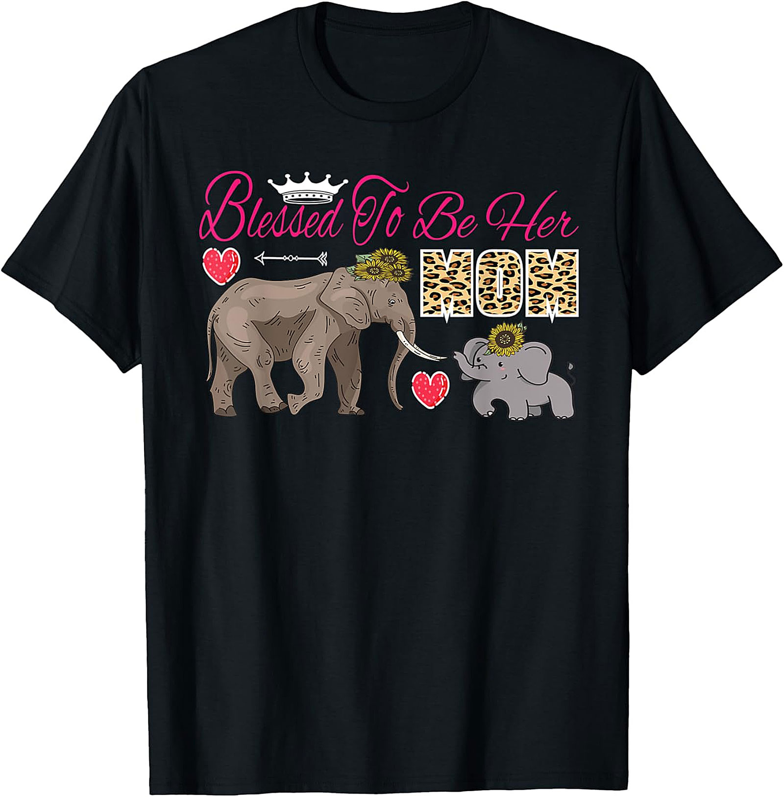Blessed To Be Her Mom T-Shirt Cute Elephant Motherhood Tee